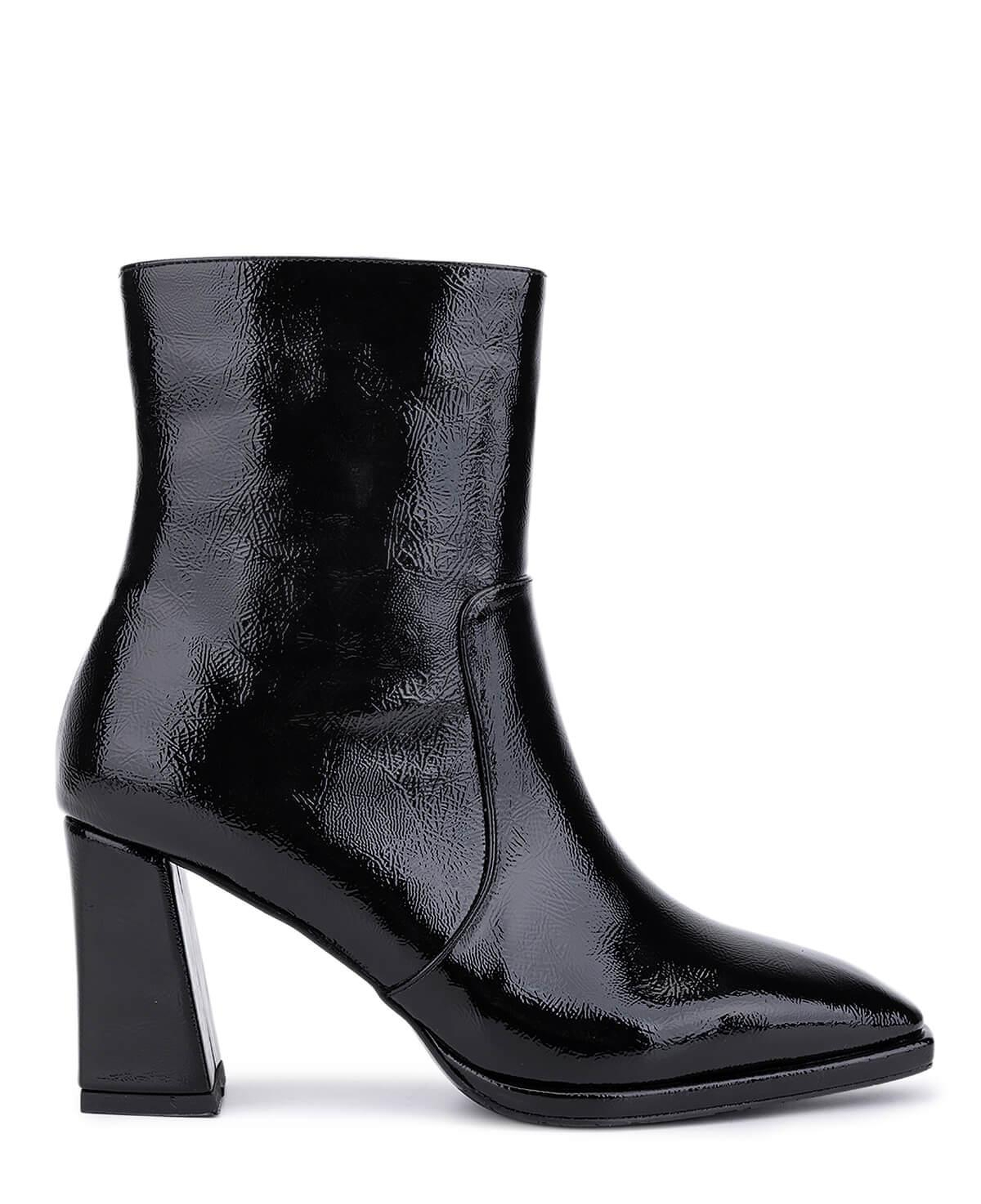 Tamer Tanca Kadın Siyah Kırışık Rugan Topuklu Bot