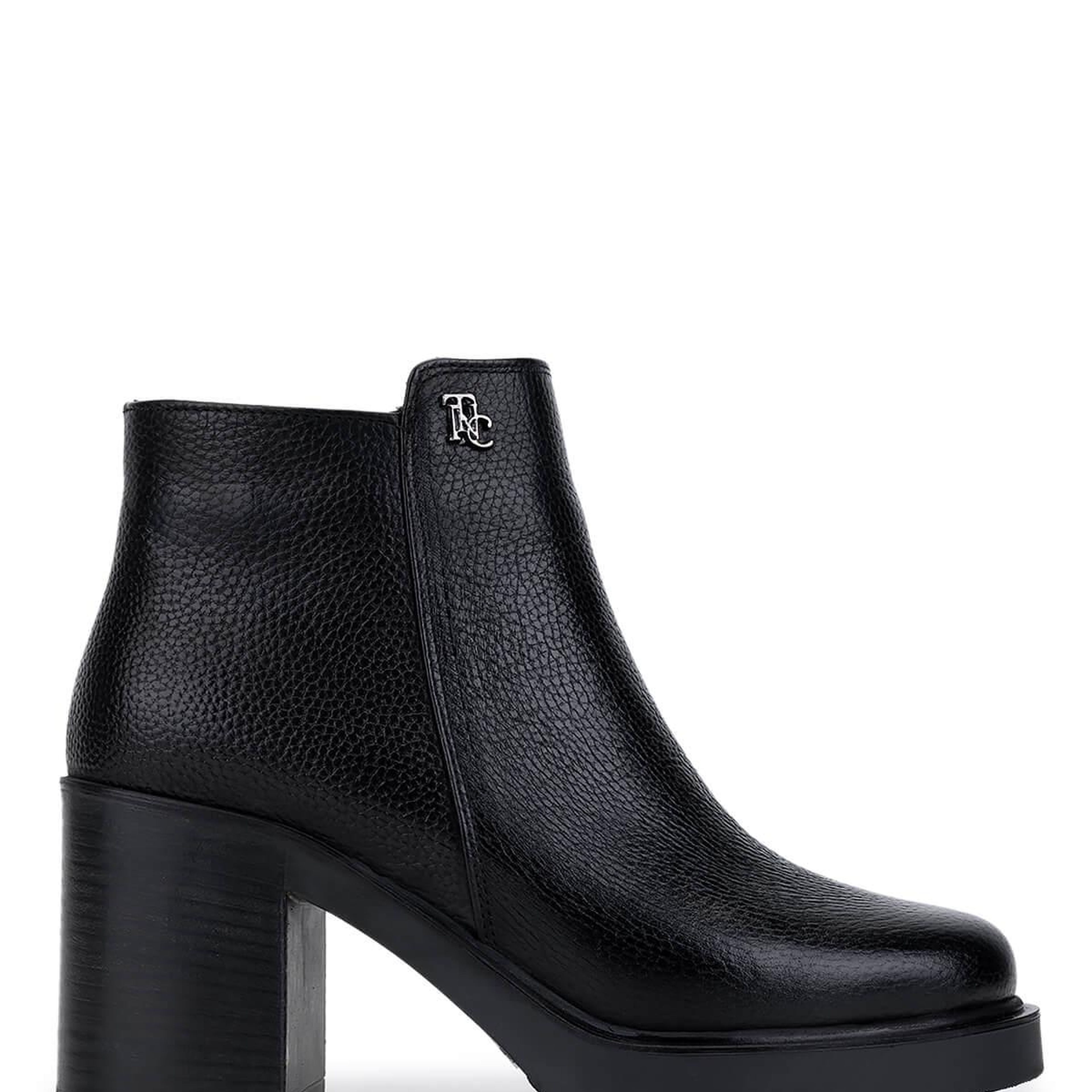 Tamer Tanca Kadın Hakiki Deri Siyah Floter Topuklu Bot
