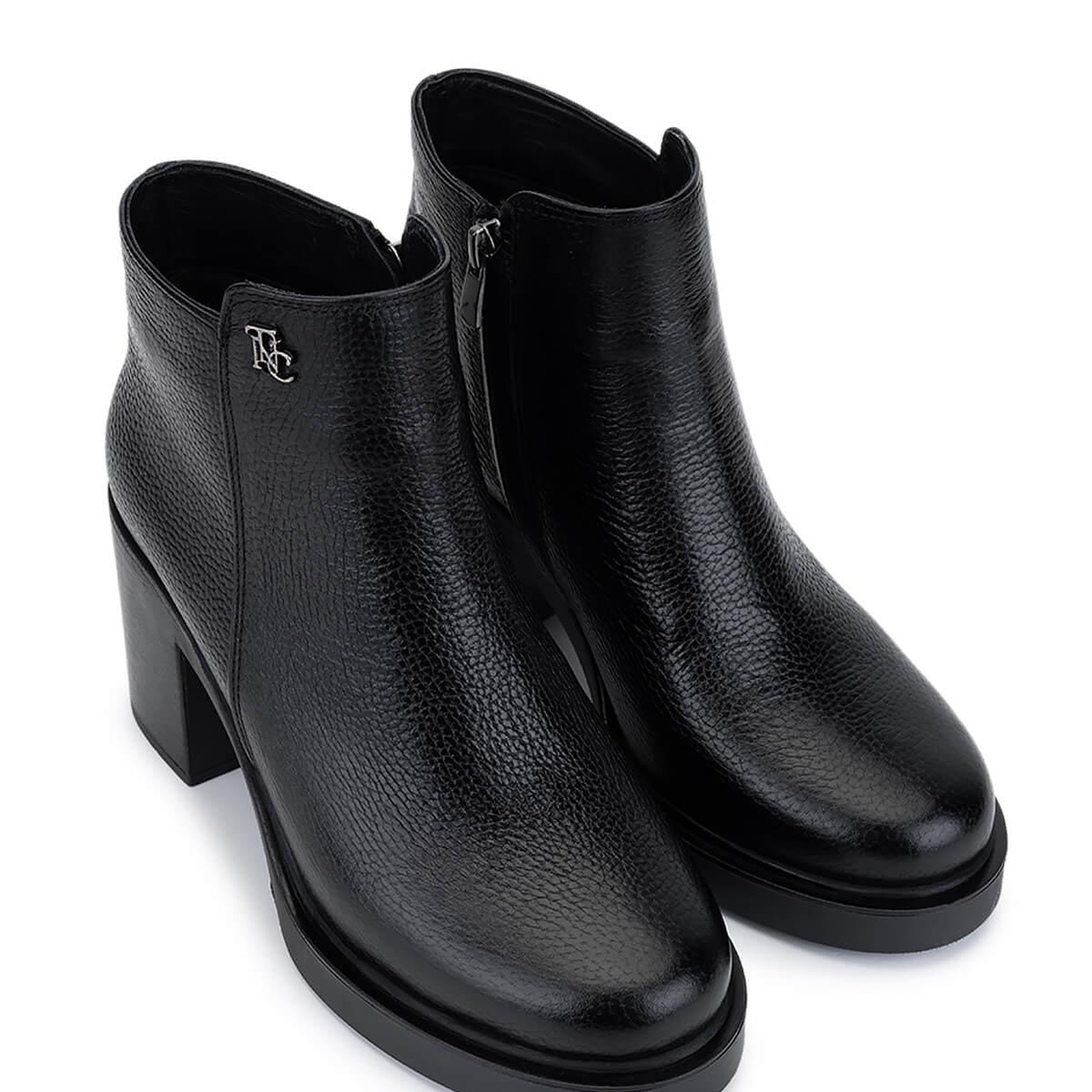 Tamer Tanca Kadın Hakiki Deri Siyah Floter Topuklu Bot