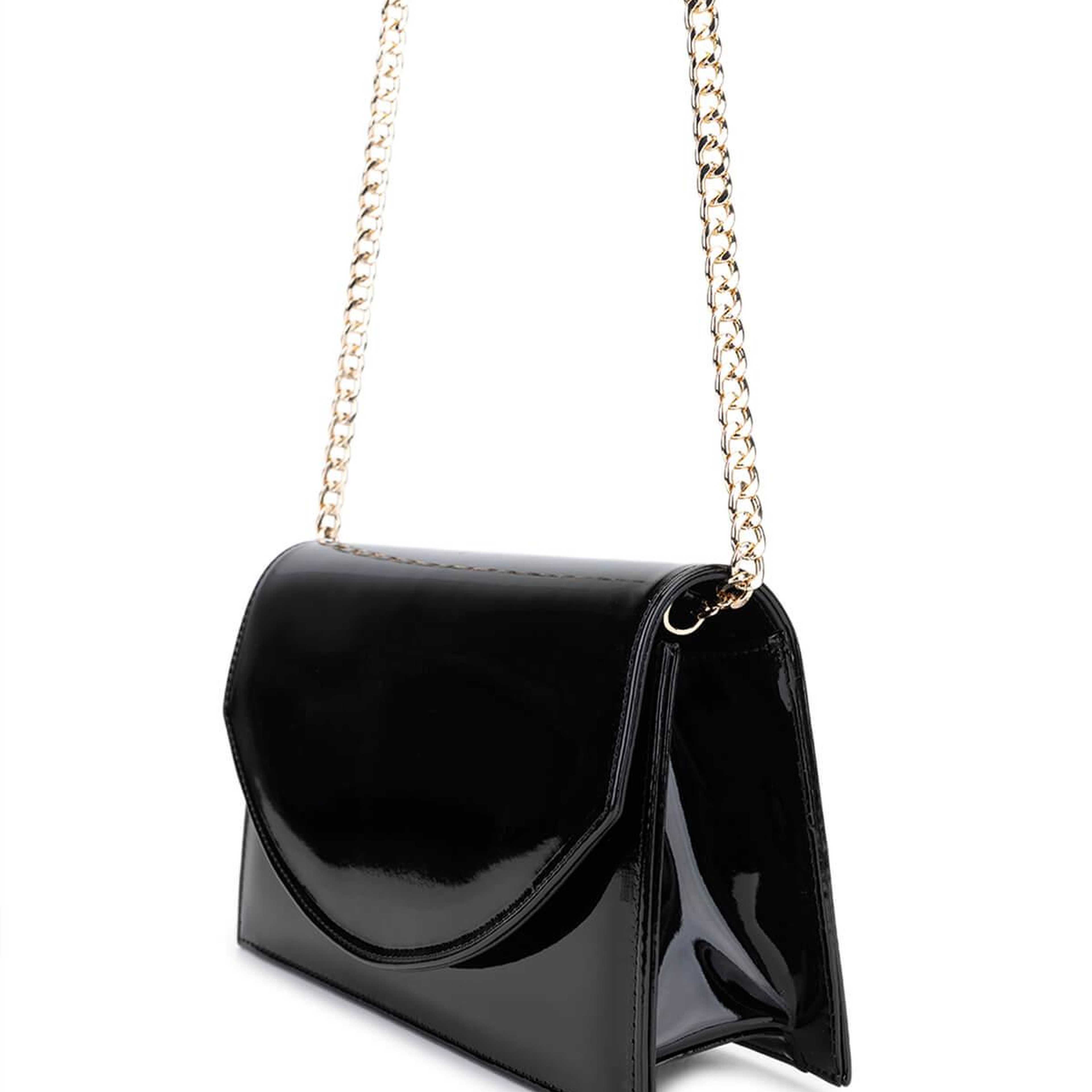 Tamer Tanca Kadın Suni Deri Siyah Rugan Kol Çantası