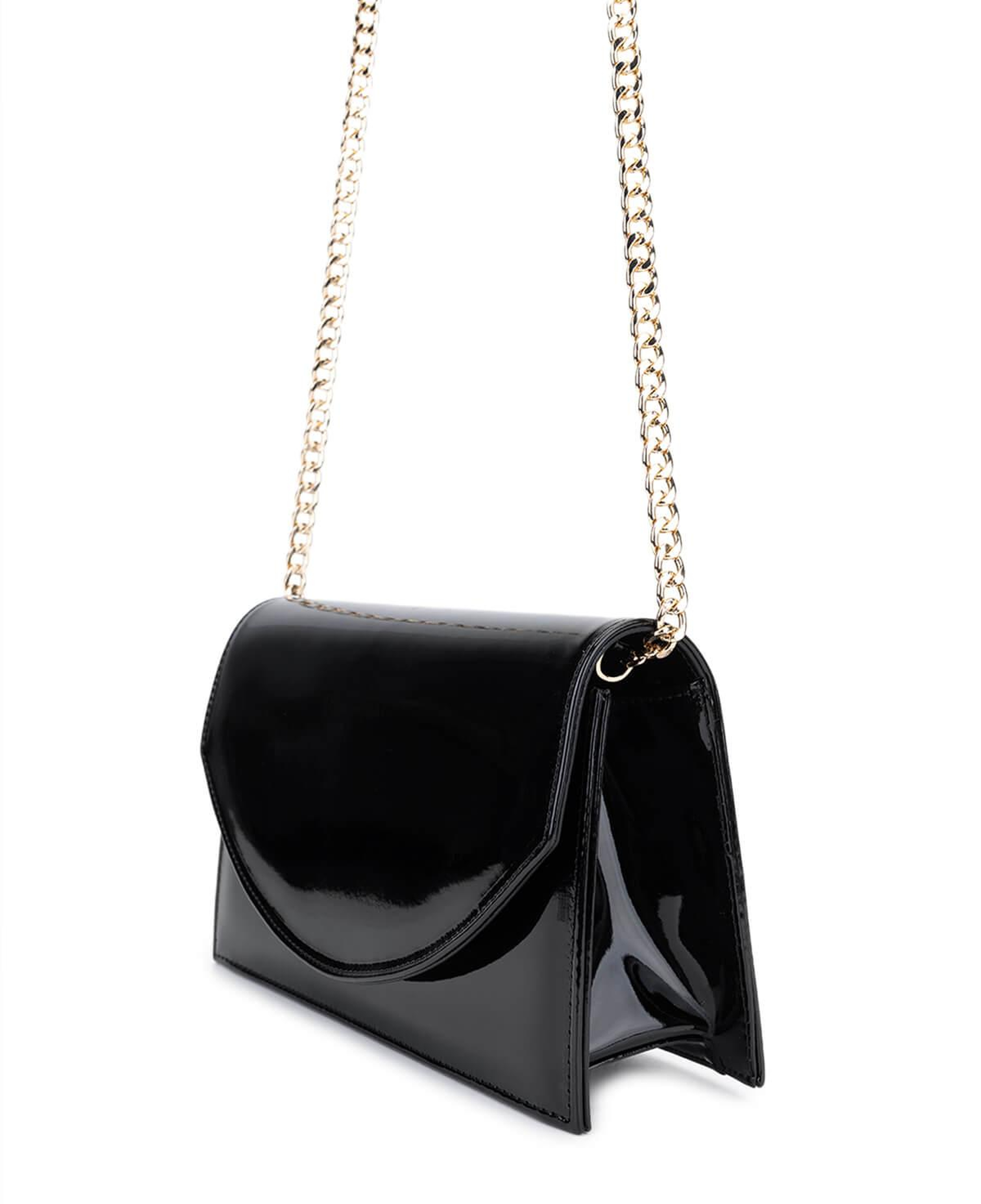 Tamer Tanca Kadın Suni Deri Siyah Rugan Kol Çantası