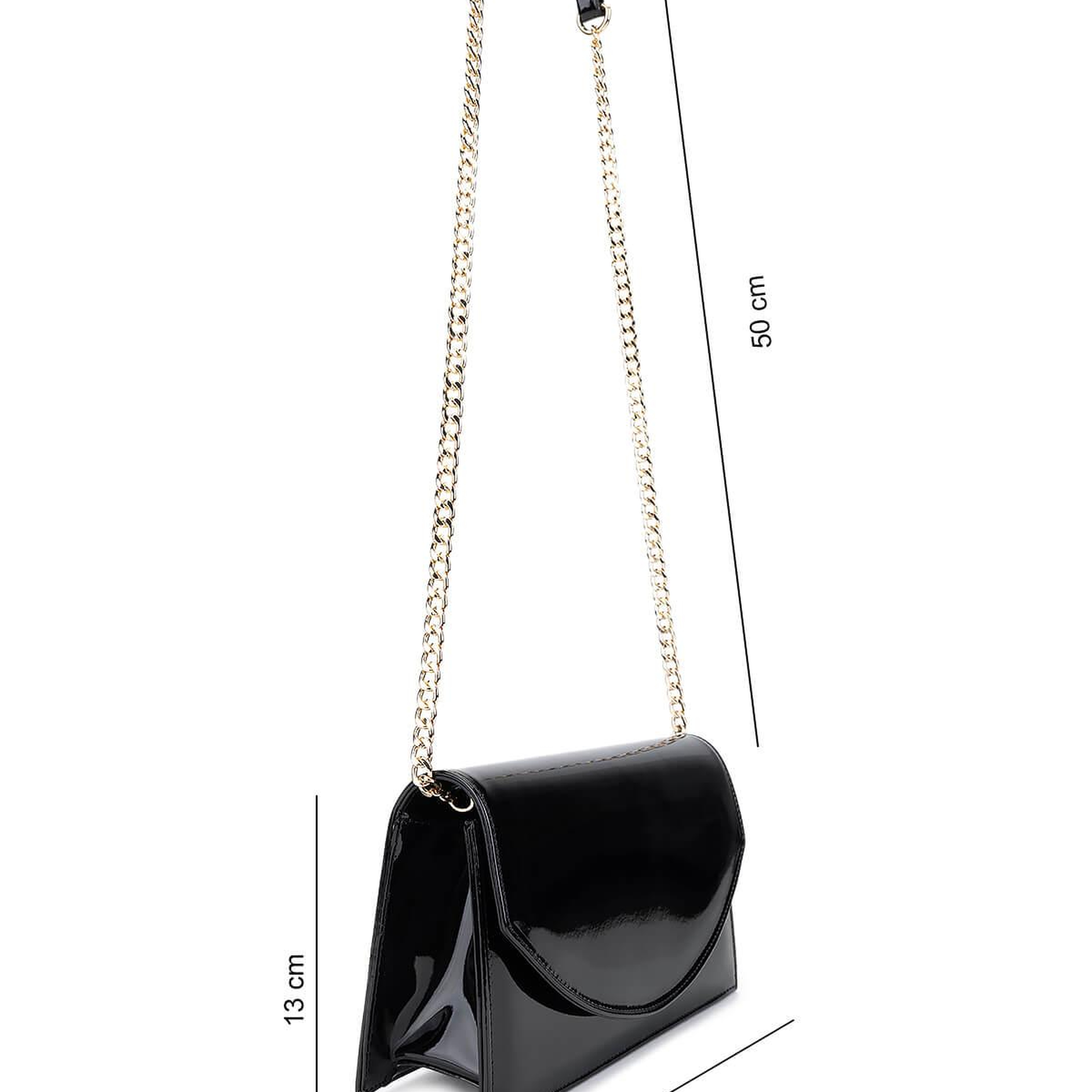 Tamer Tanca Kadın Suni Deri Siyah Rugan Kol Çantası