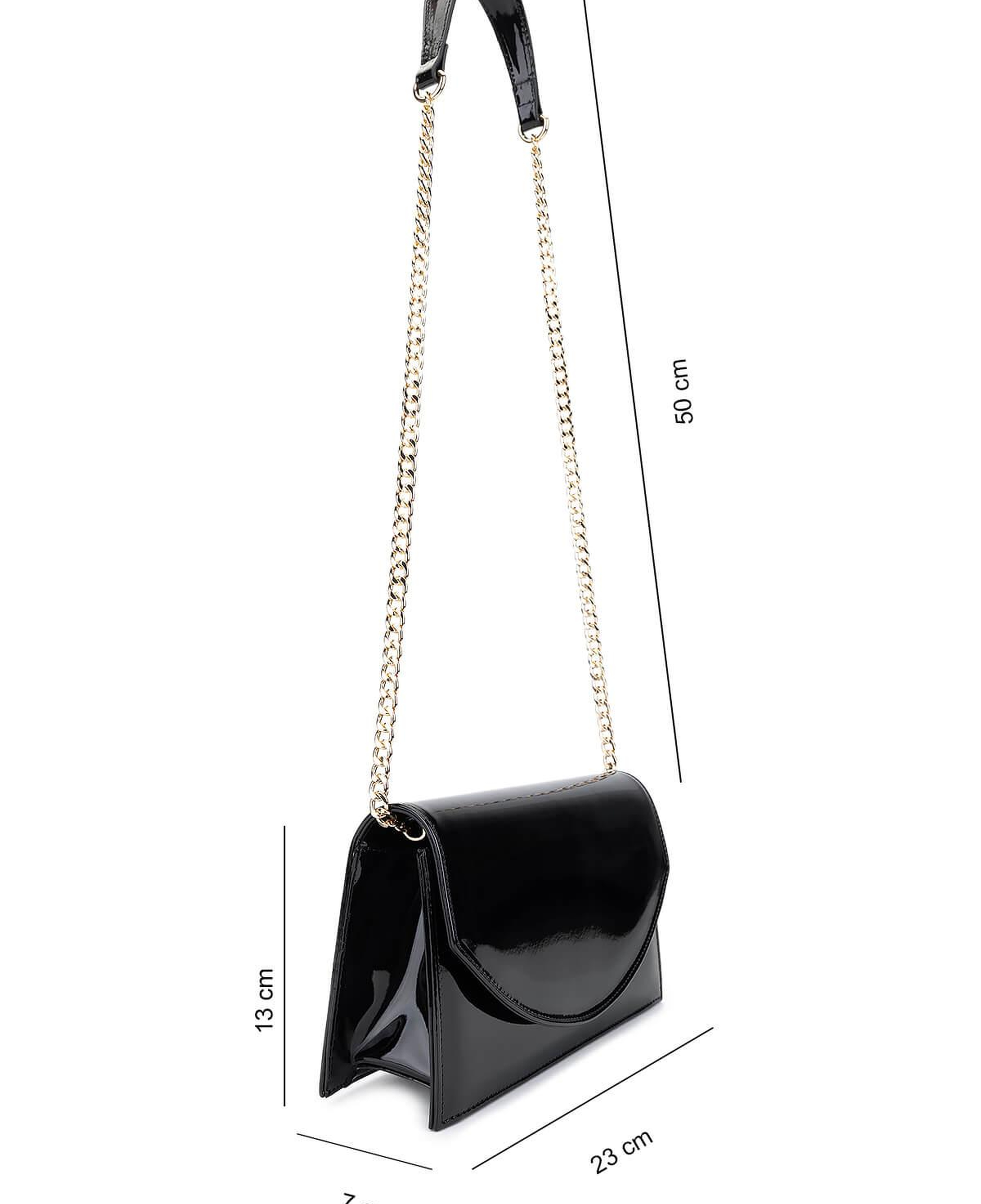 Tamer Tanca Kadın Suni Deri Siyah Rugan Kol Çantası