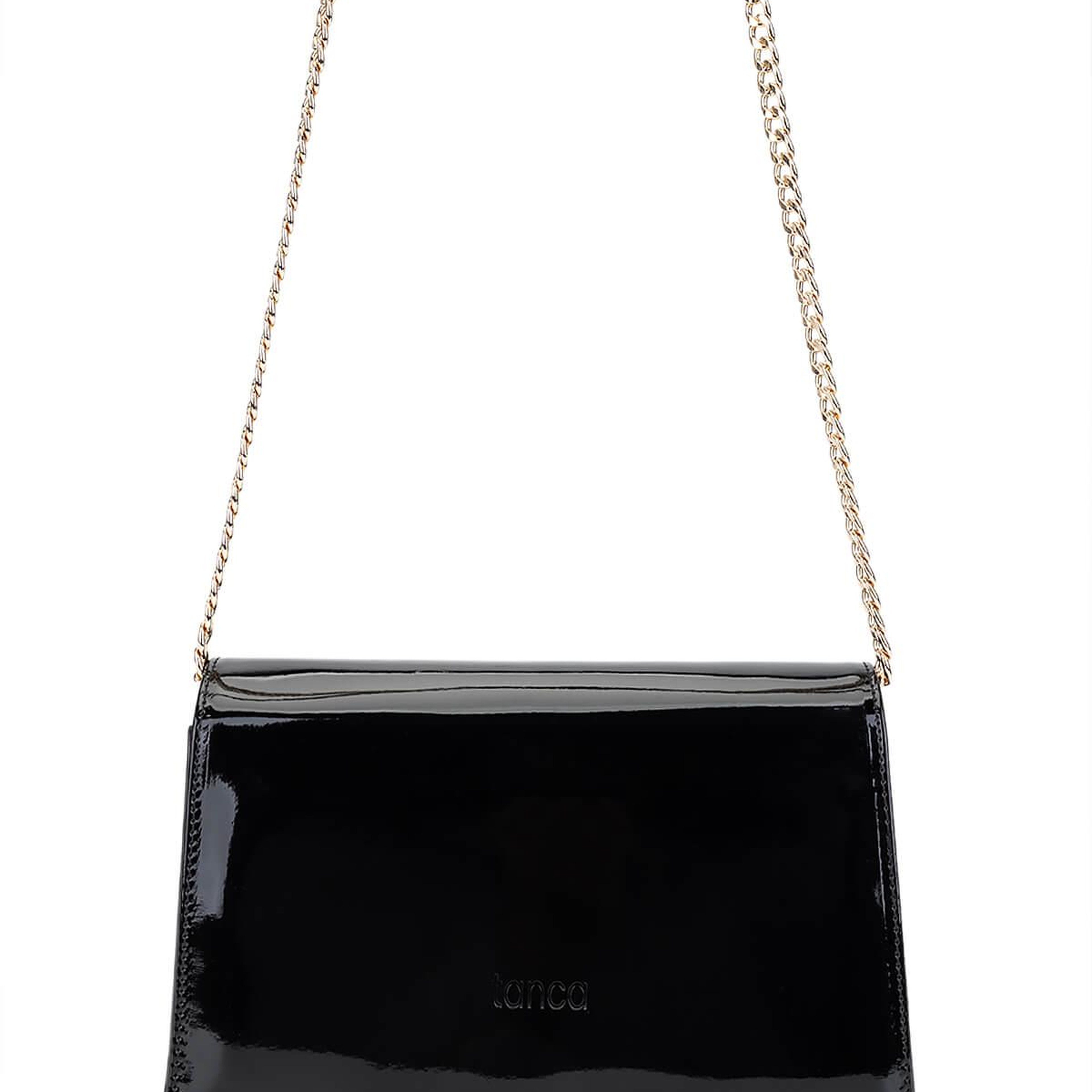 Tamer Tanca Kadın Suni Deri Siyah Rugan Kol Çantası