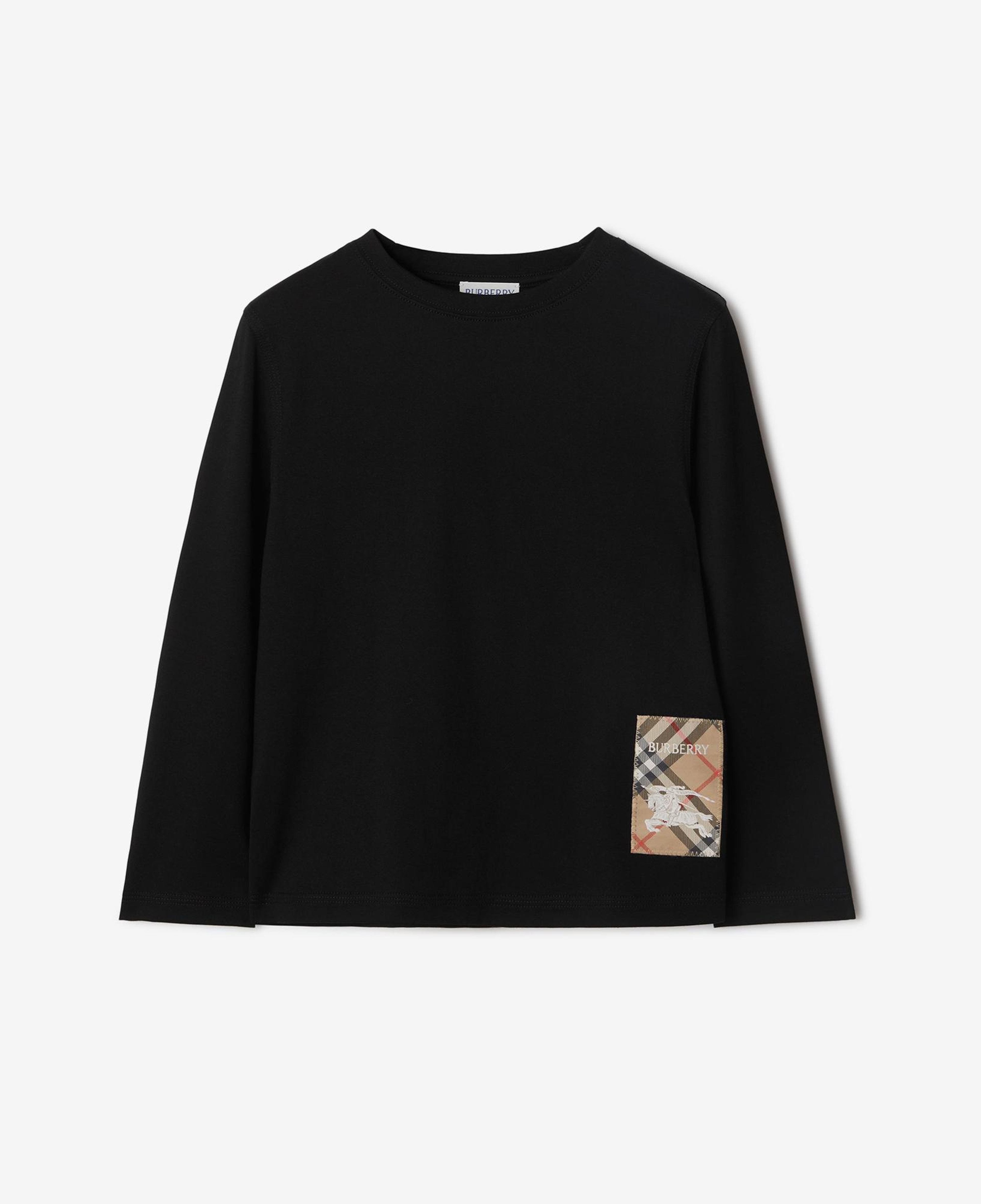 Burberry Kooper Label Cotton Top Çocuk Siyah T-Shirt