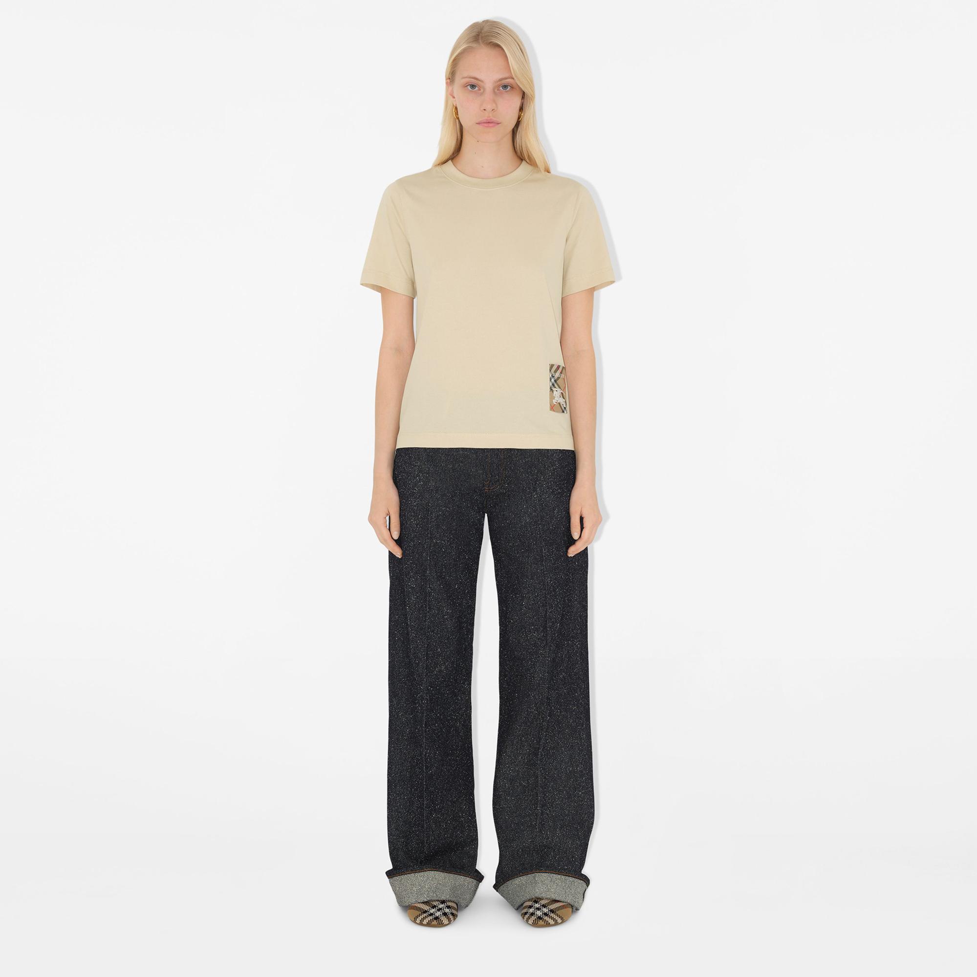 Burberry For Label Cotton Kadın Krem T-Shirt