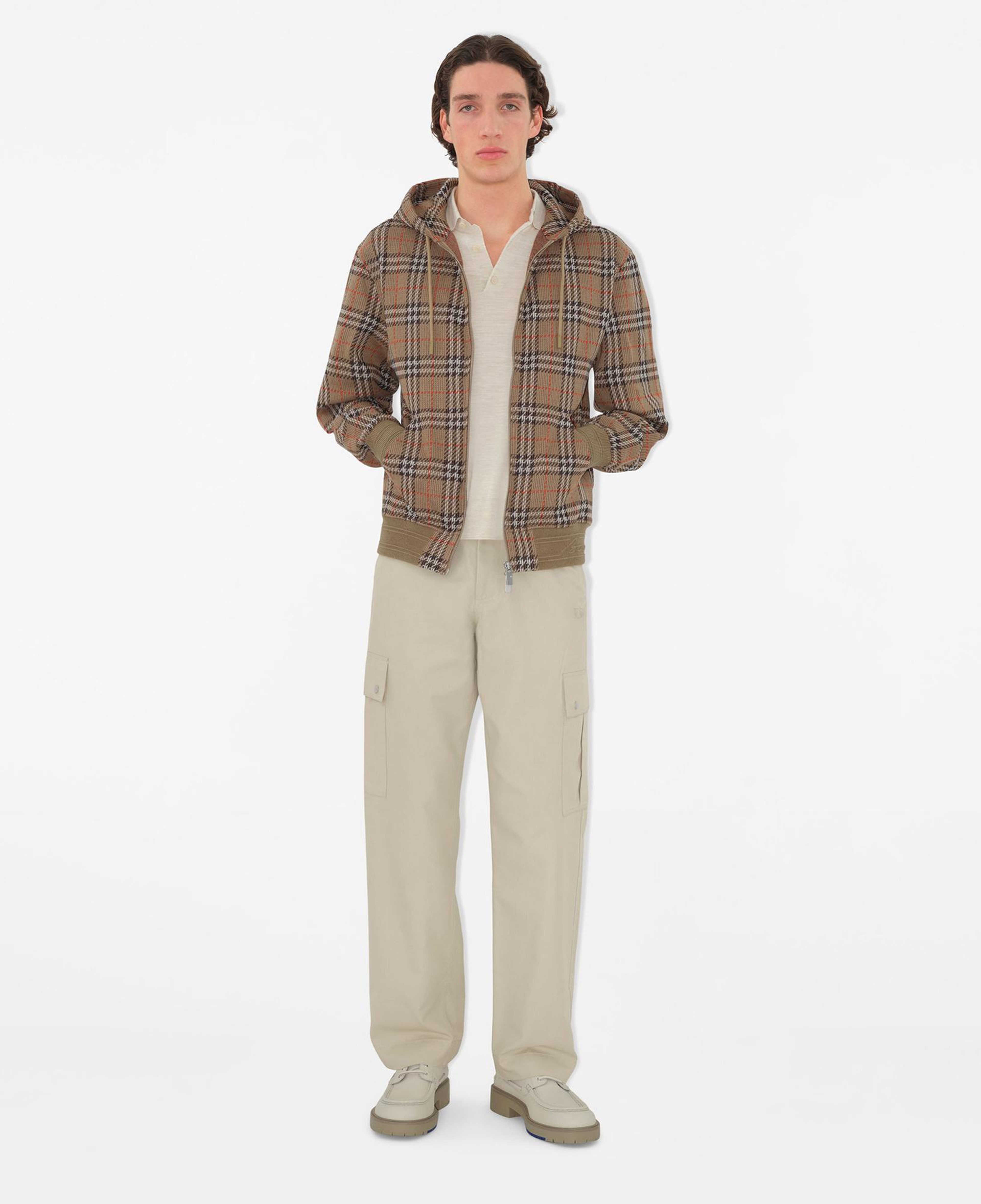 Burberry Sic Cotton Blend Zip Erkek Bej Hoodie