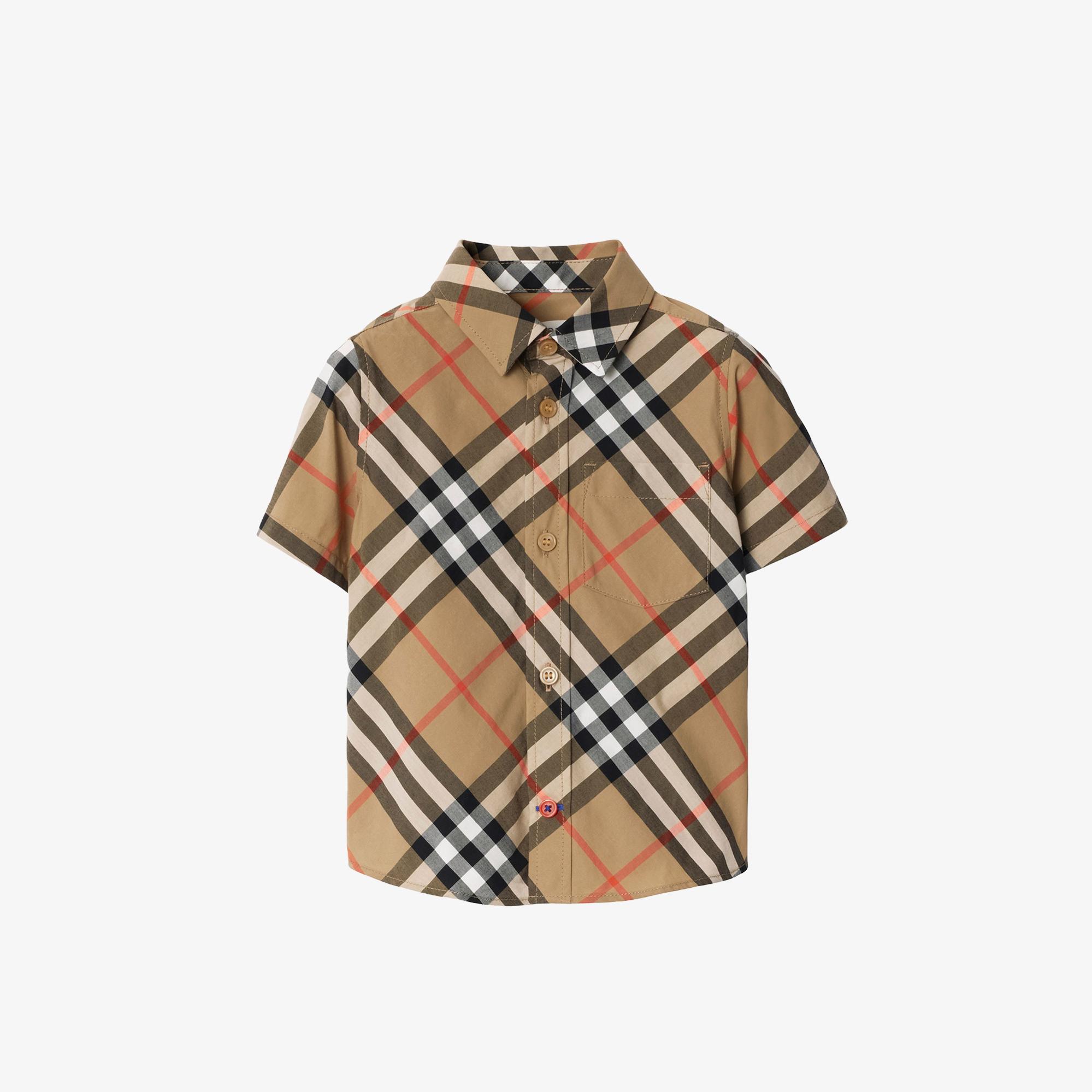 Burberry Check Pamuklu Çocuk Bej Gömlek