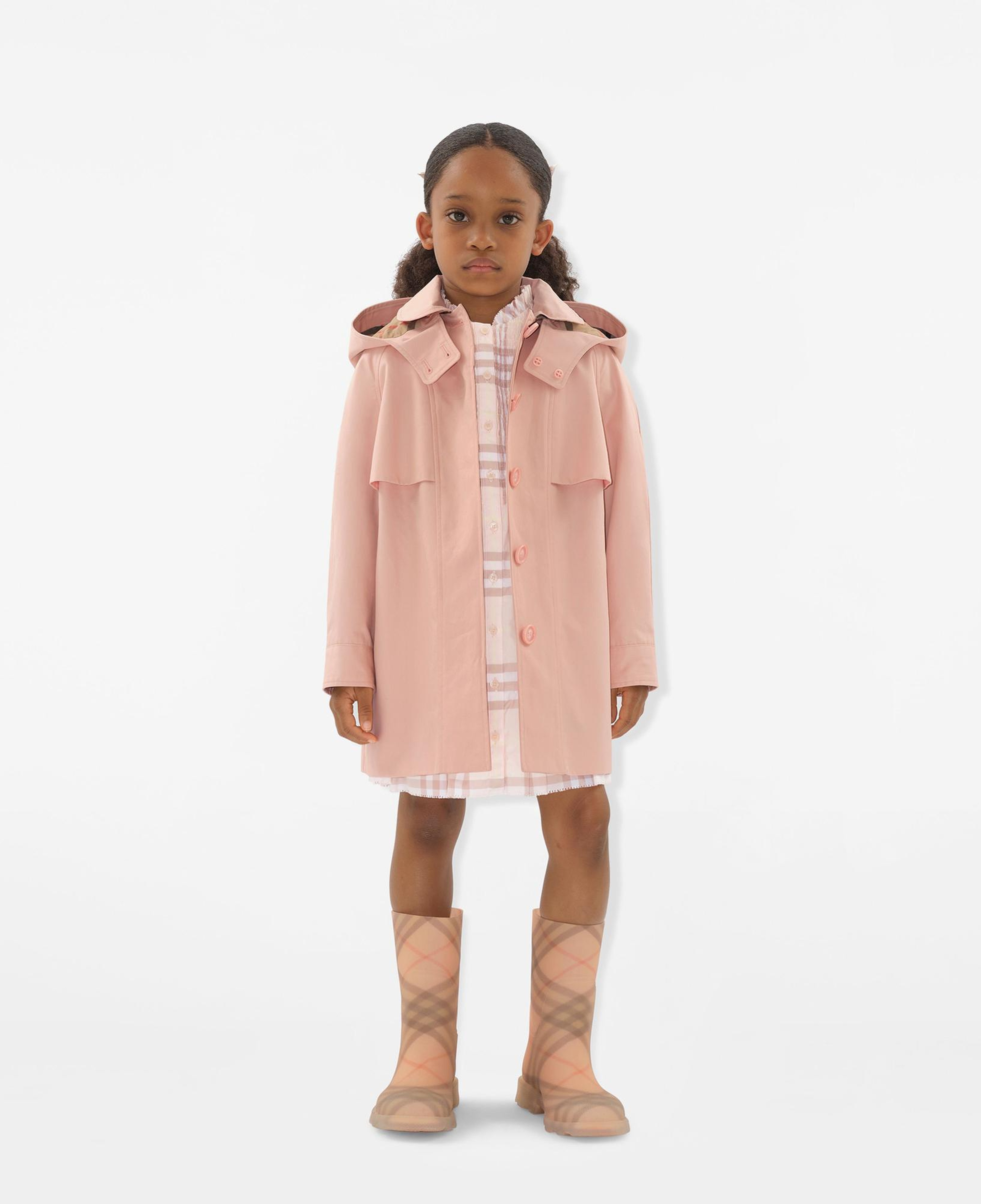 Burberry Lilith Cotton Hooded Çocuk Pembe Trençkot