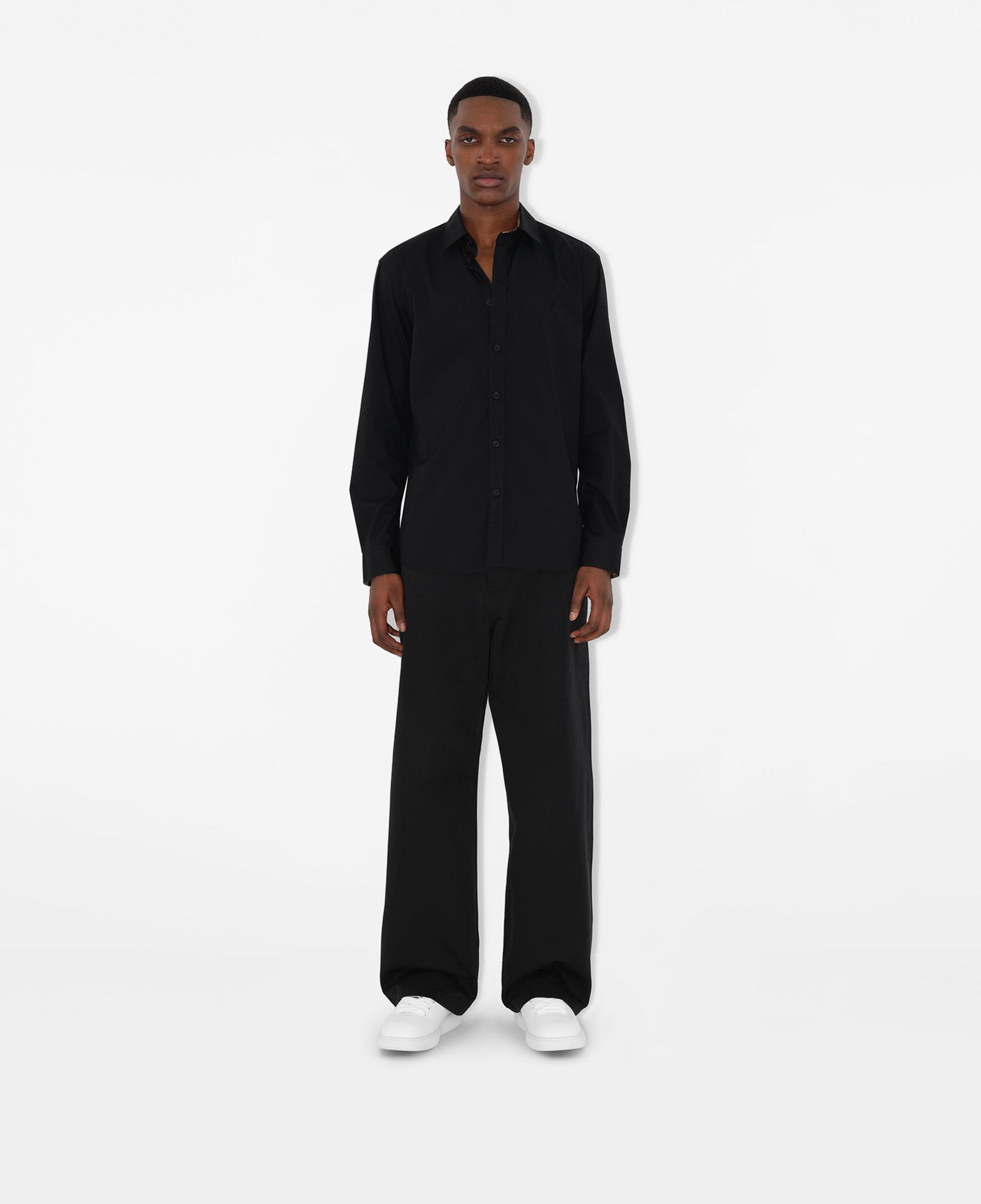 Burberry Stretch Pamuklu Erkek Siyah Gömlek