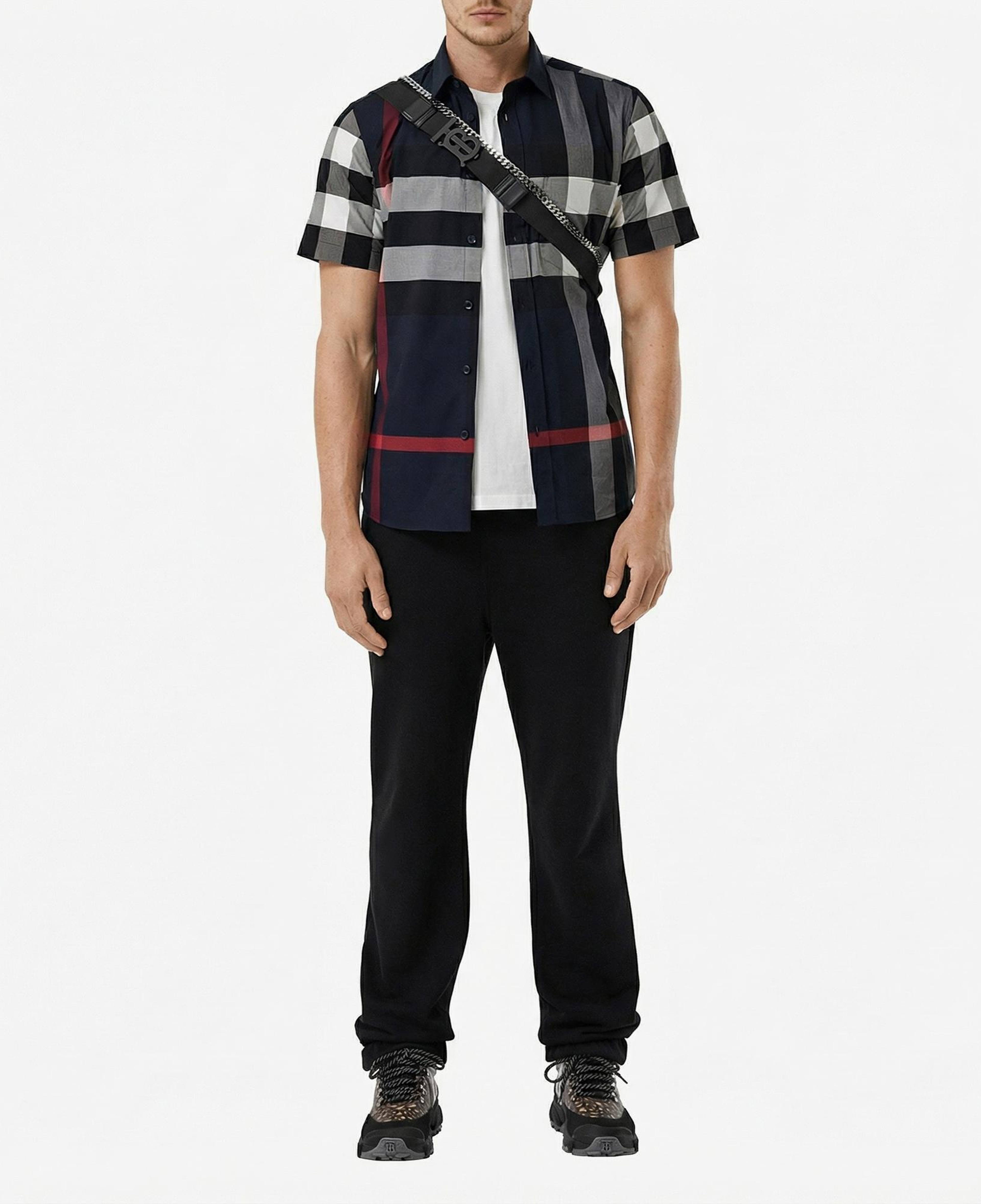 Burberry Somerton Stretch Cotton Poplin Erkek Lacivert Gömlek