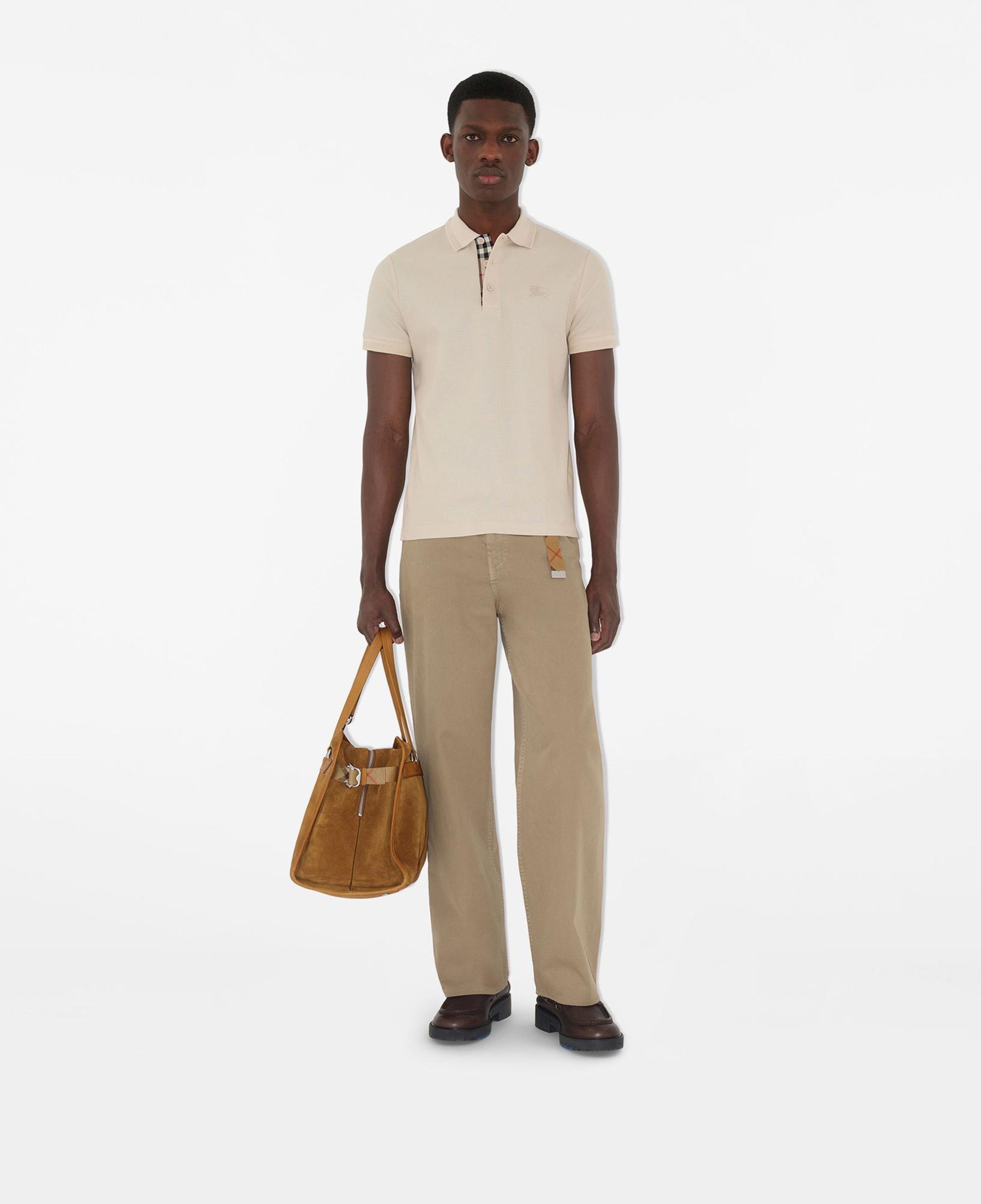 Burberry Eddie Cotton Erkek Krem Polo