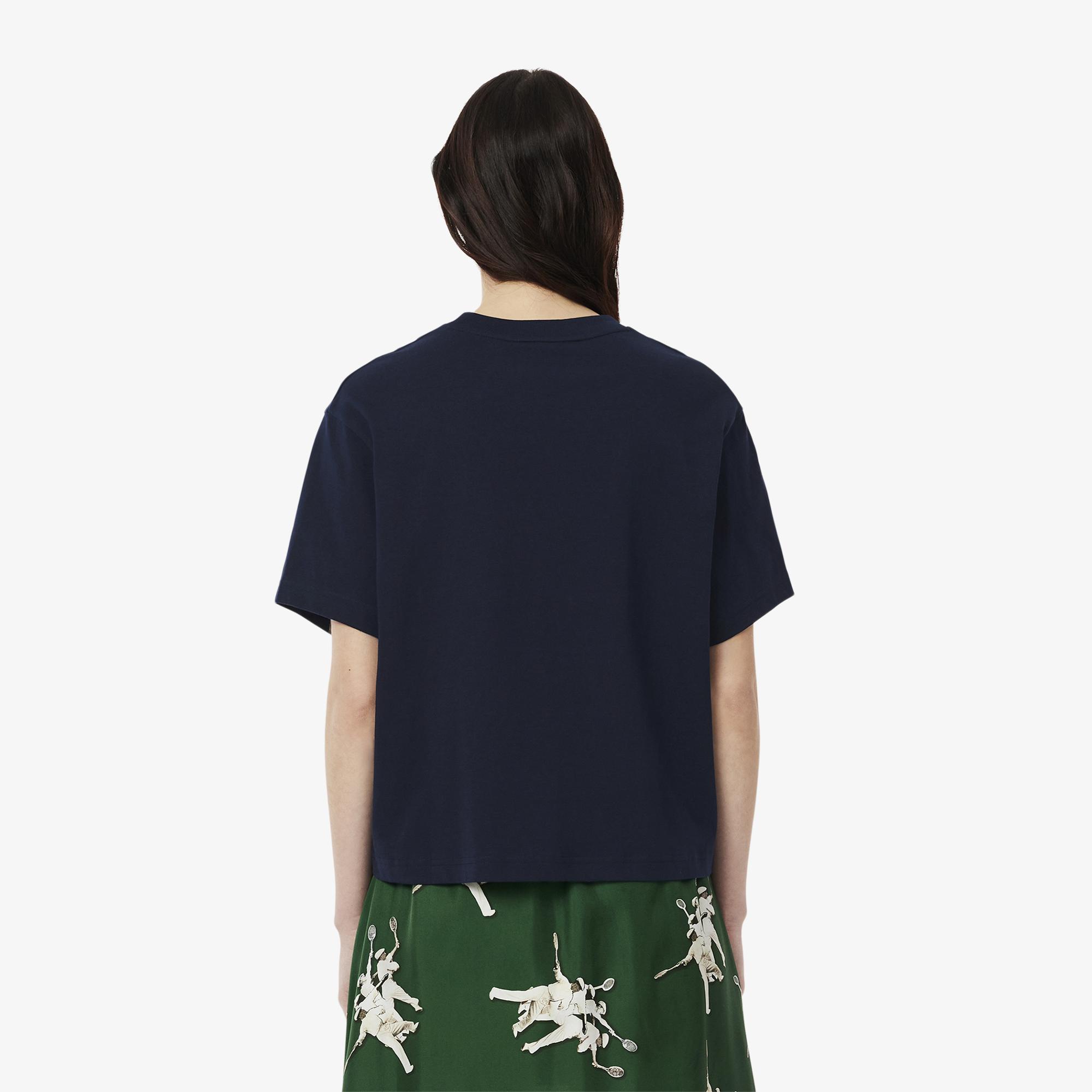 Lacoste Kadın Oversize Fit Bisiklet Yaka Lacivert T-Shirt