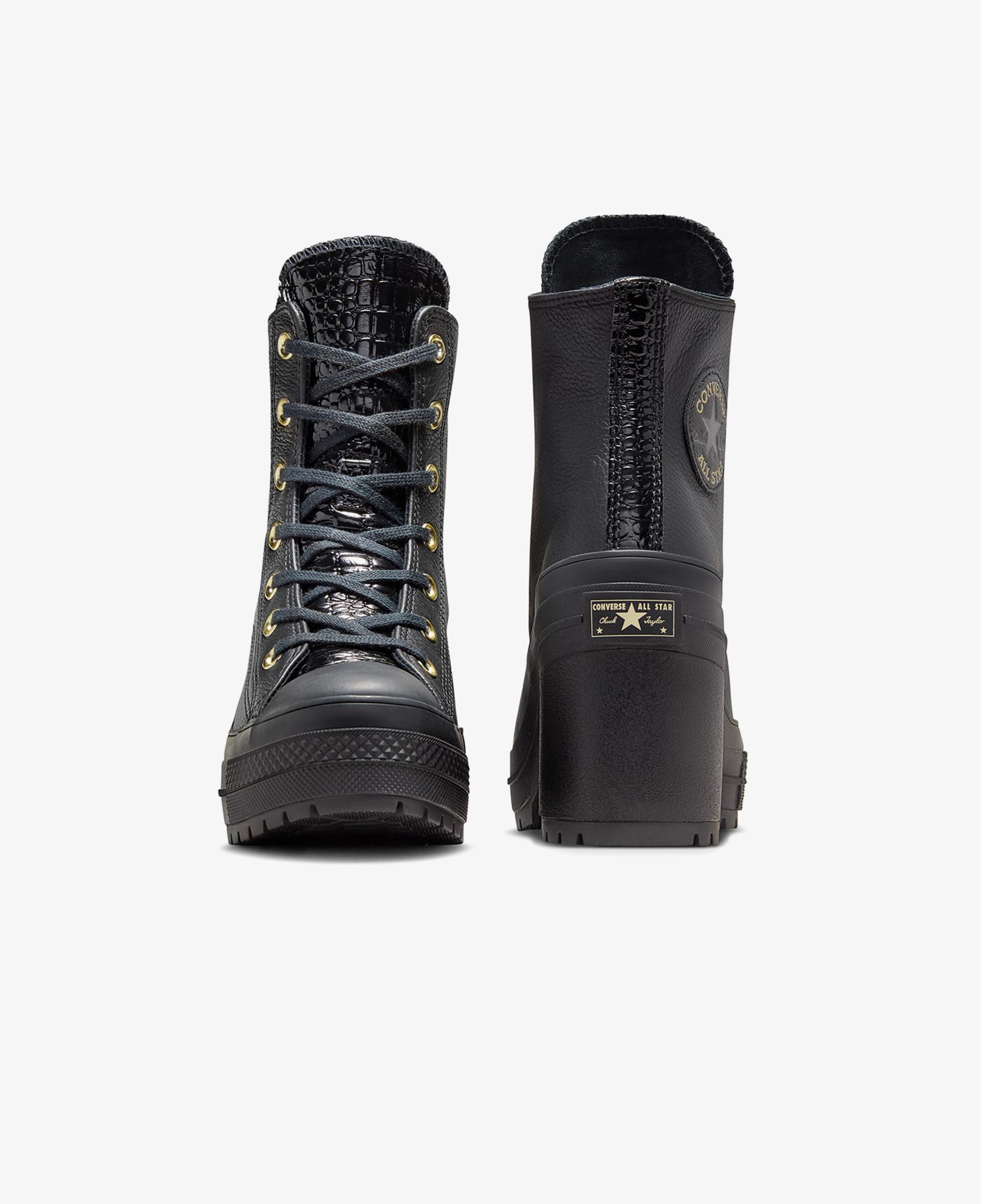 Converse Chuck 70 De Luxe Heel Unisex Siyah Deri Platform Sneaker