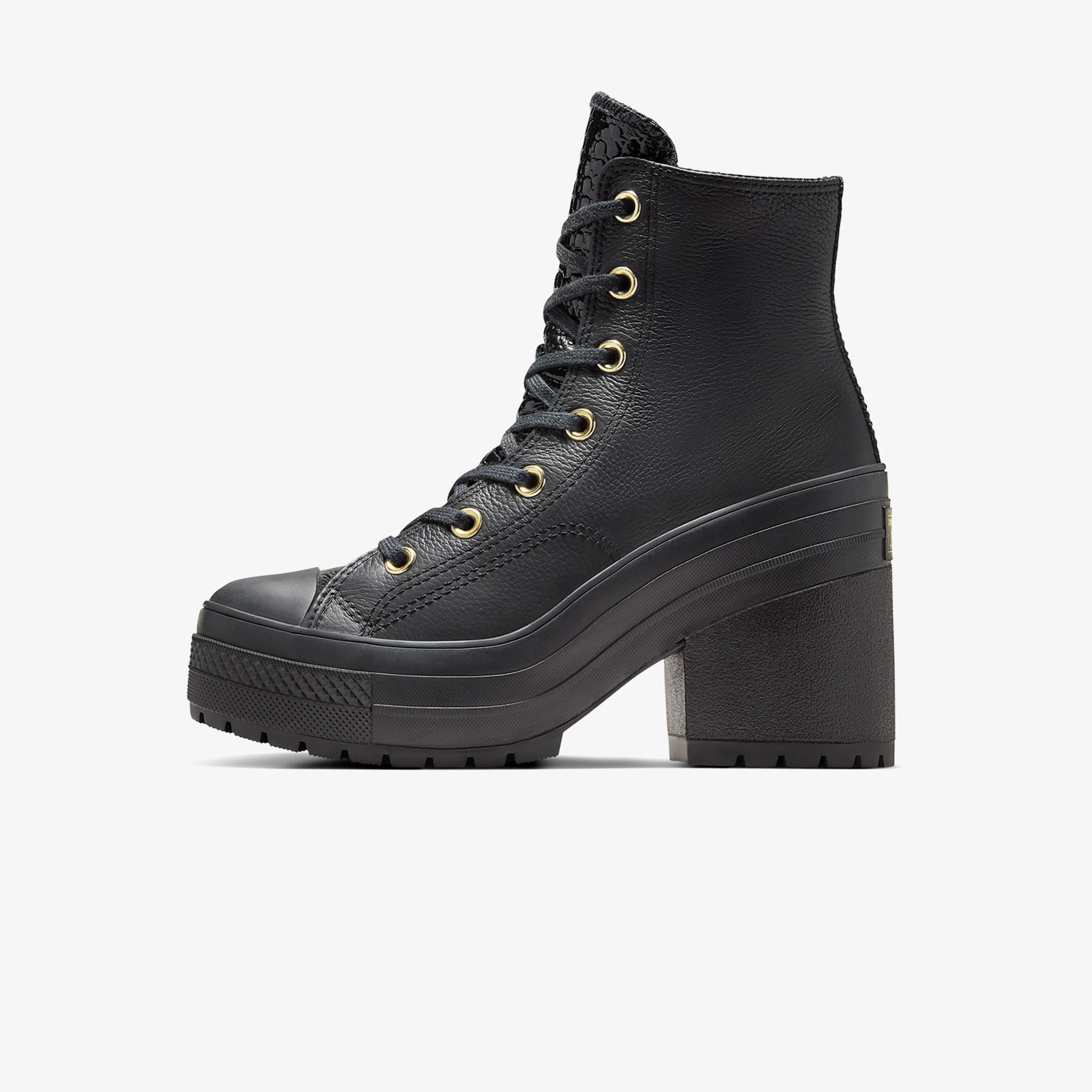 Converse Chuck 70 De Luxe Heel Unisex Siyah Deri Platform Sneaker