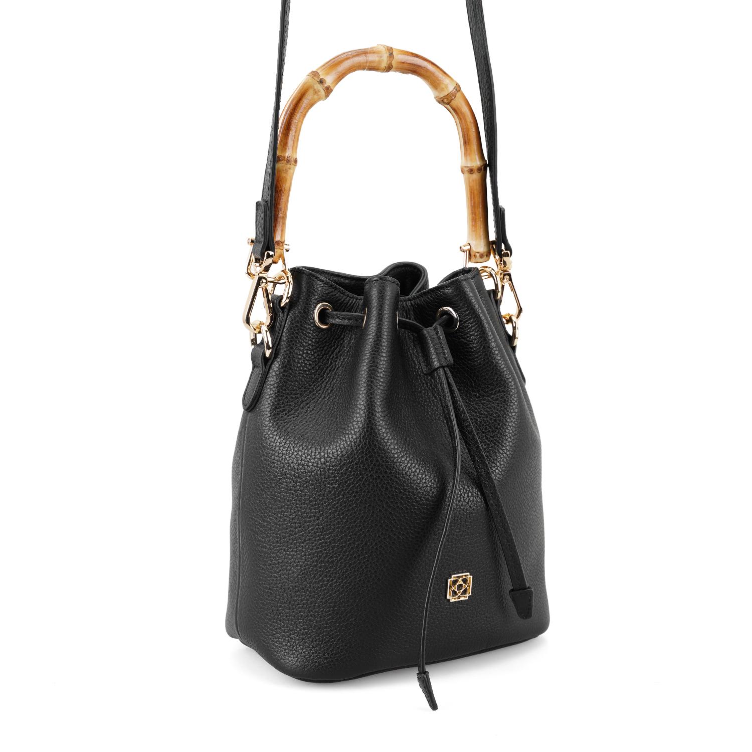 Lexy Siyah Kadın Bambu Askılı Deri Omuz Çantası