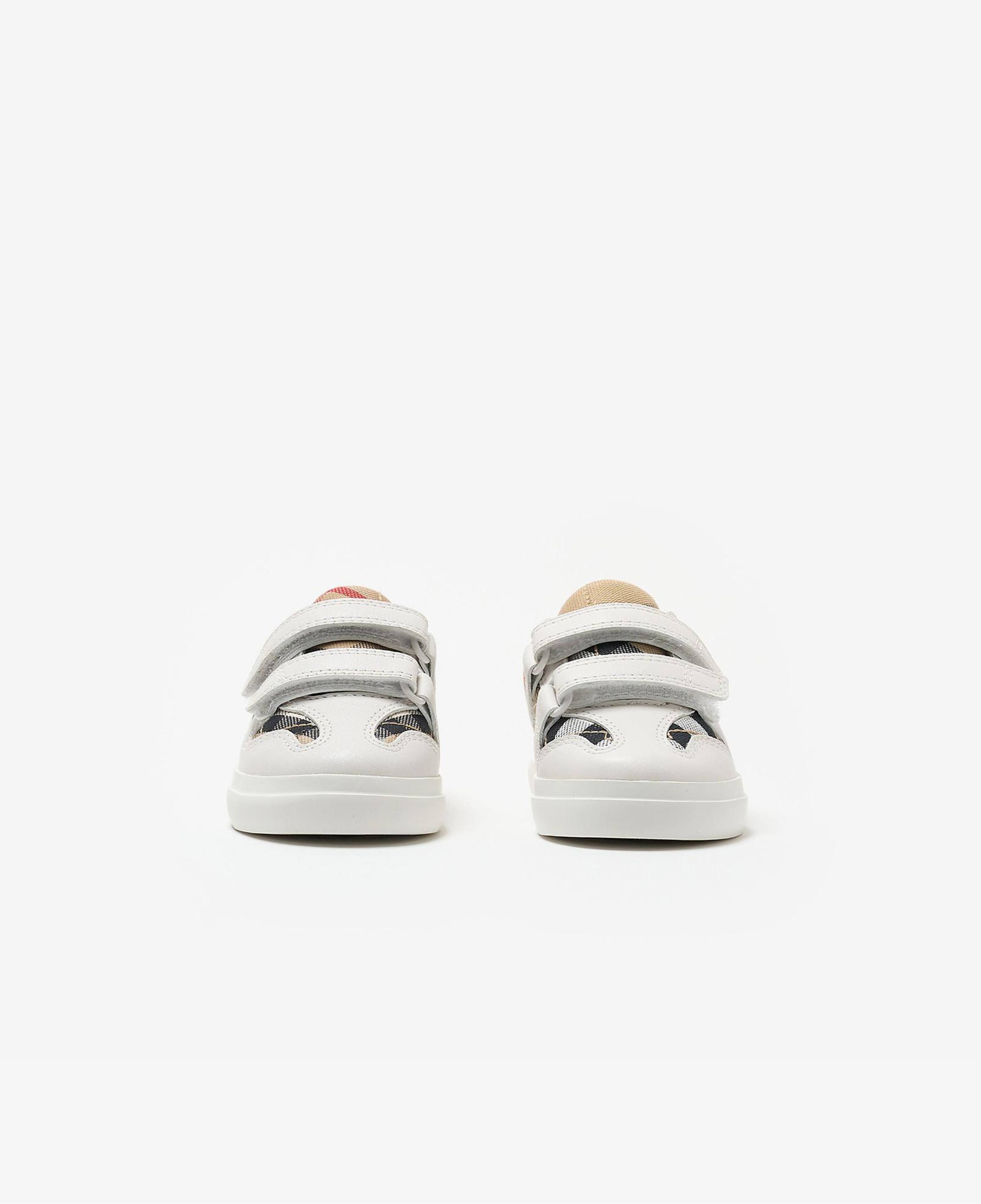 Burberry Check Pamuk ve Deri Çocuk Beyaz Sneaker