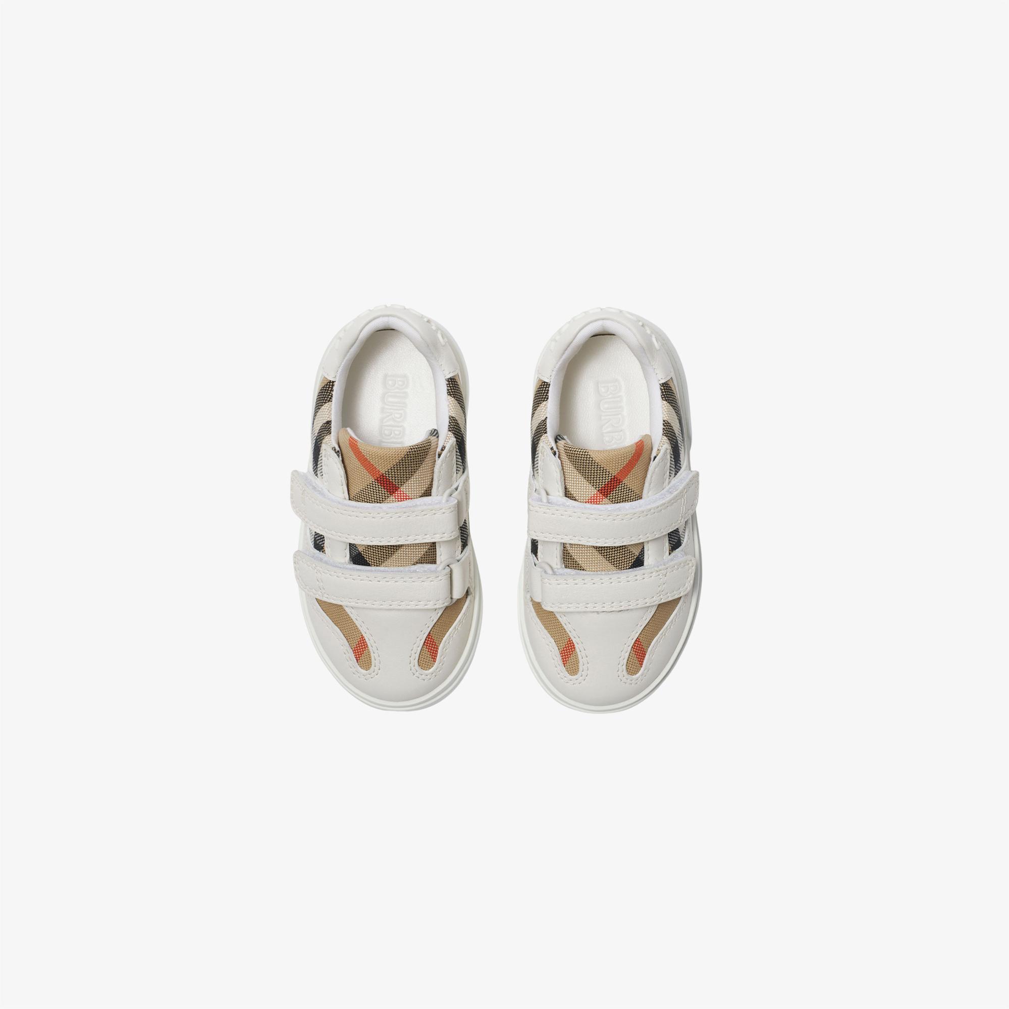 Burberry Check Pamuk ve Deri Çocuk Beyaz Sneaker