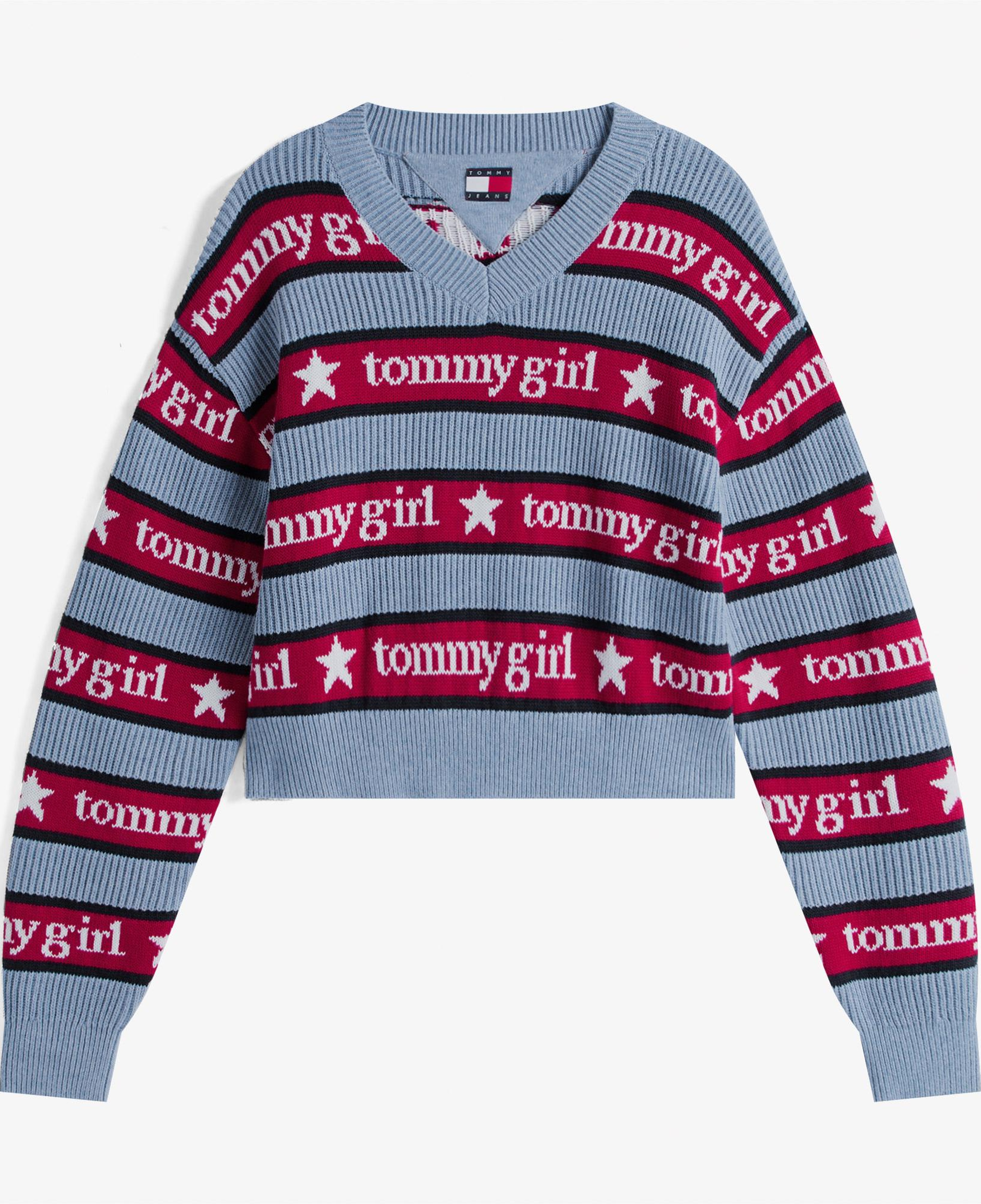 Tommy Hilfiger Stripe Kadın Mavi Kazak