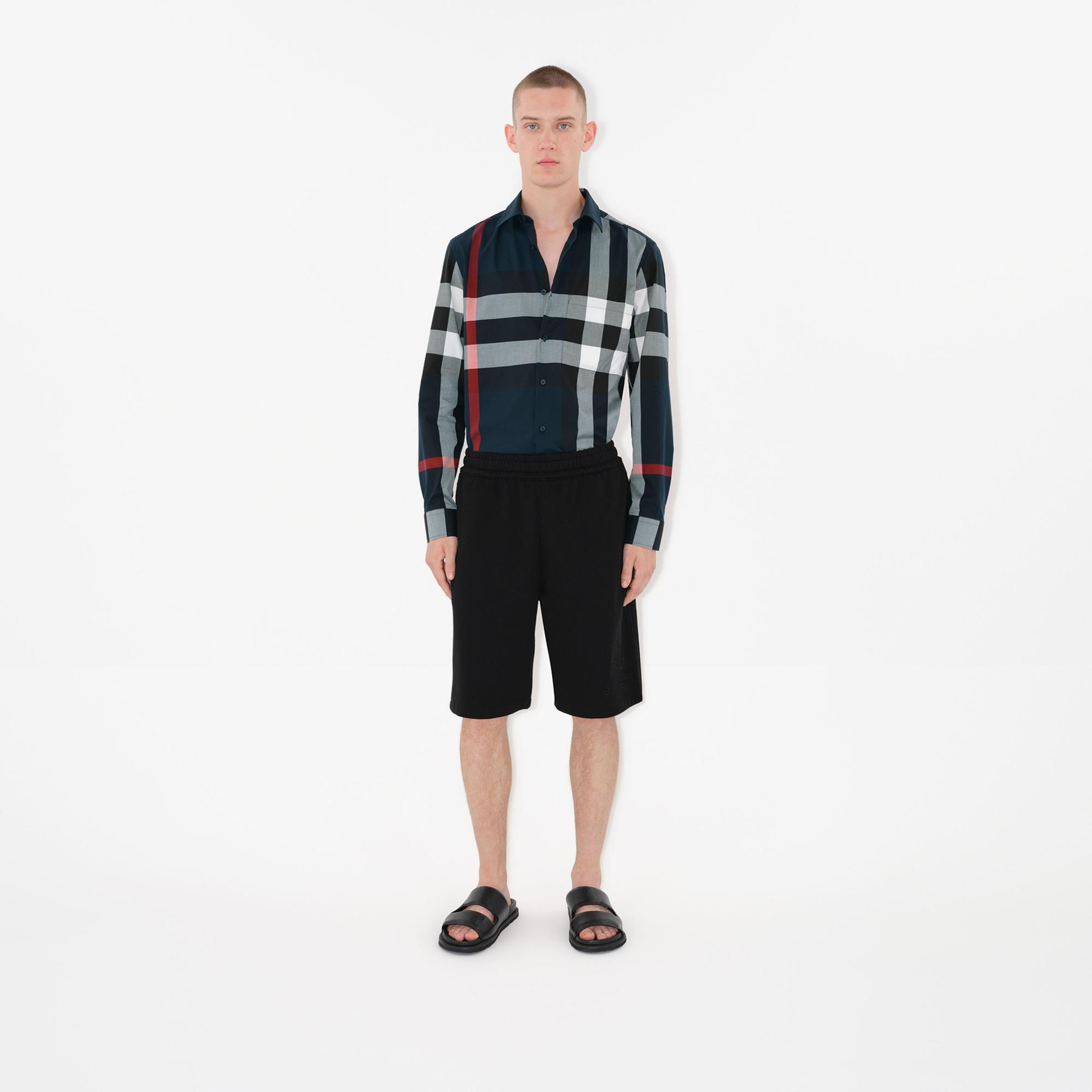 Burberry Check Pamuklu Erkek Lacivert Gömlek