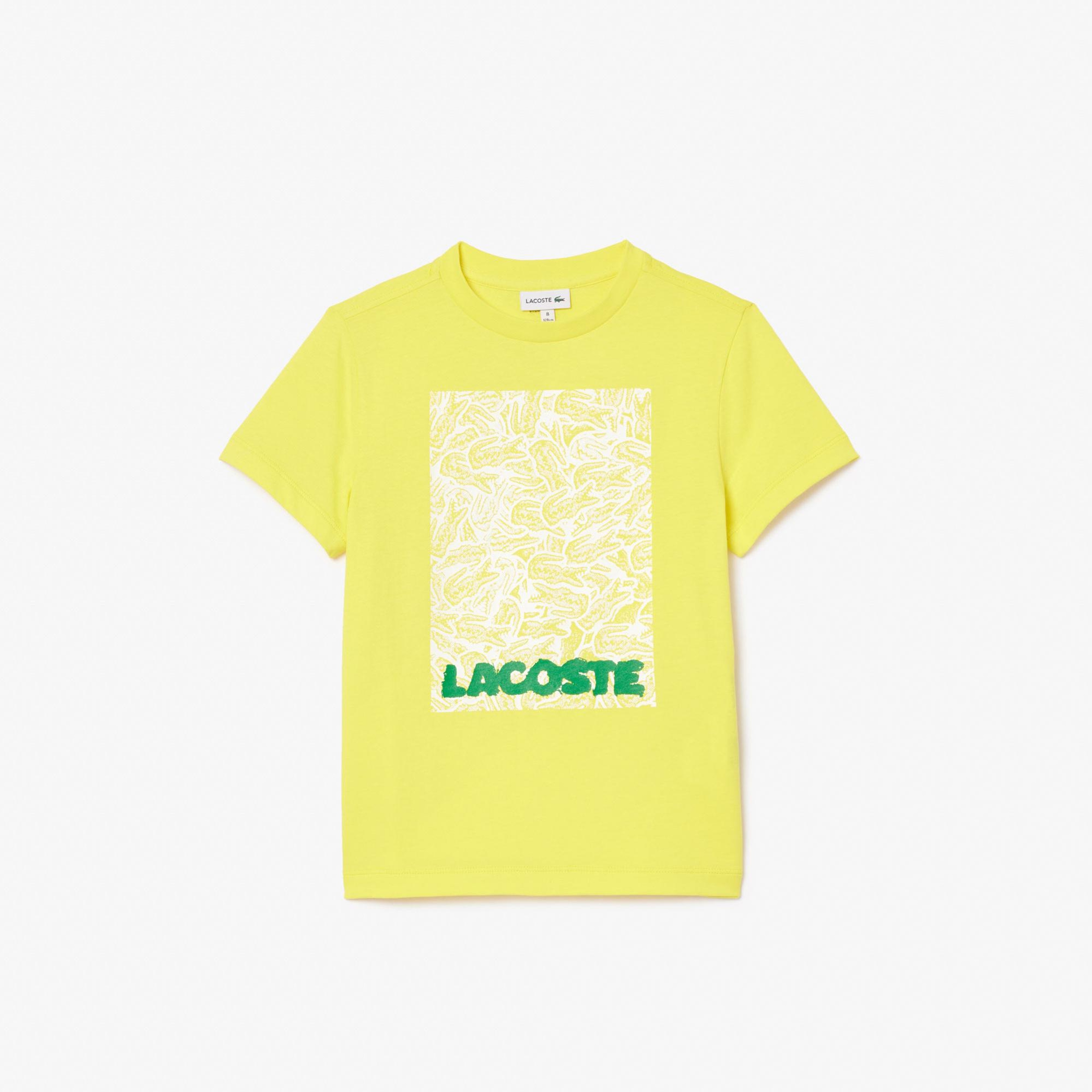 Lacoste Çocuk Bisiklet Yaka Baskılı Sarı T-Shirt