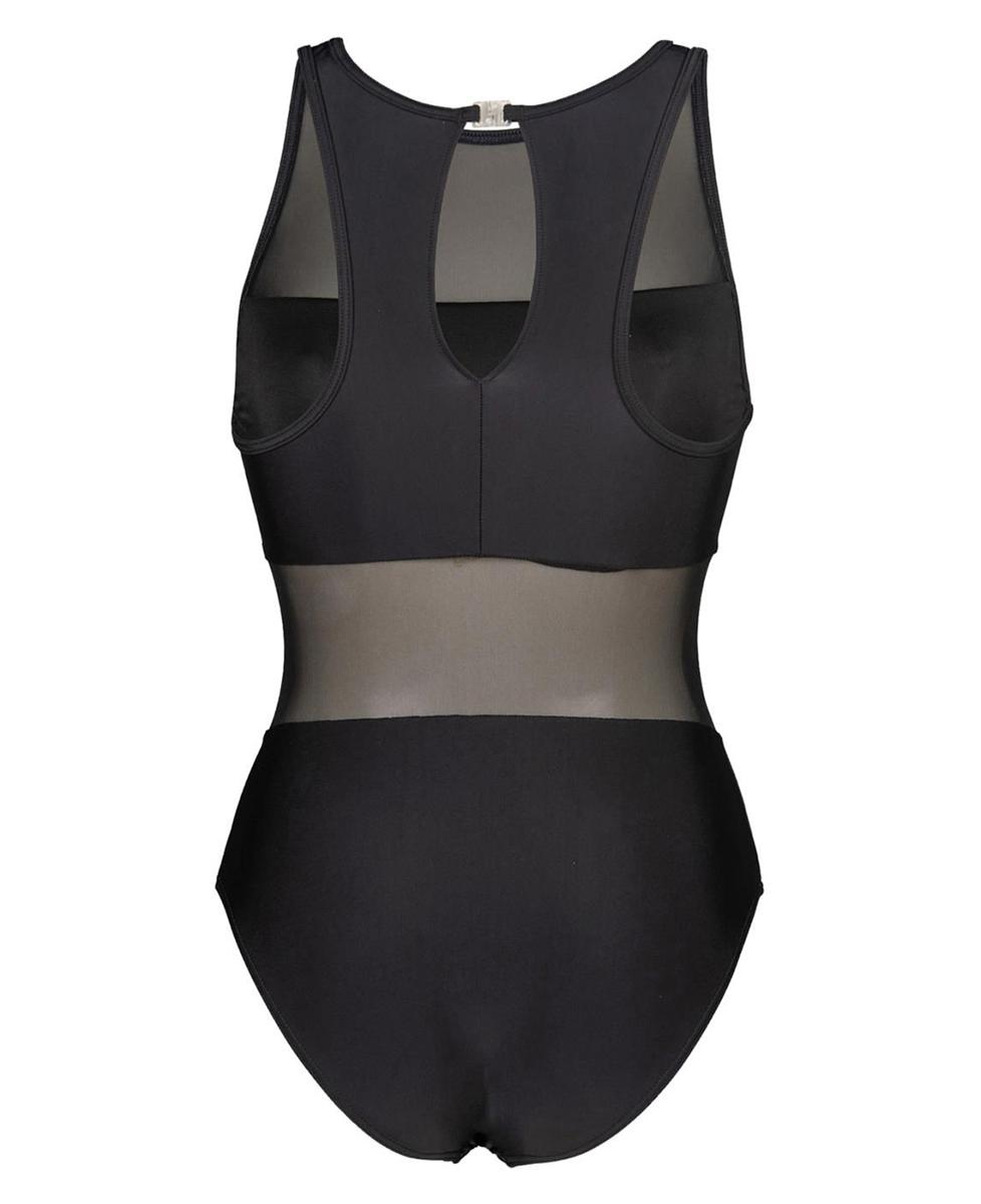 Mesh Panels Swimsuit Vent Kadın Siyah Yüzücü Mayosu 006658500