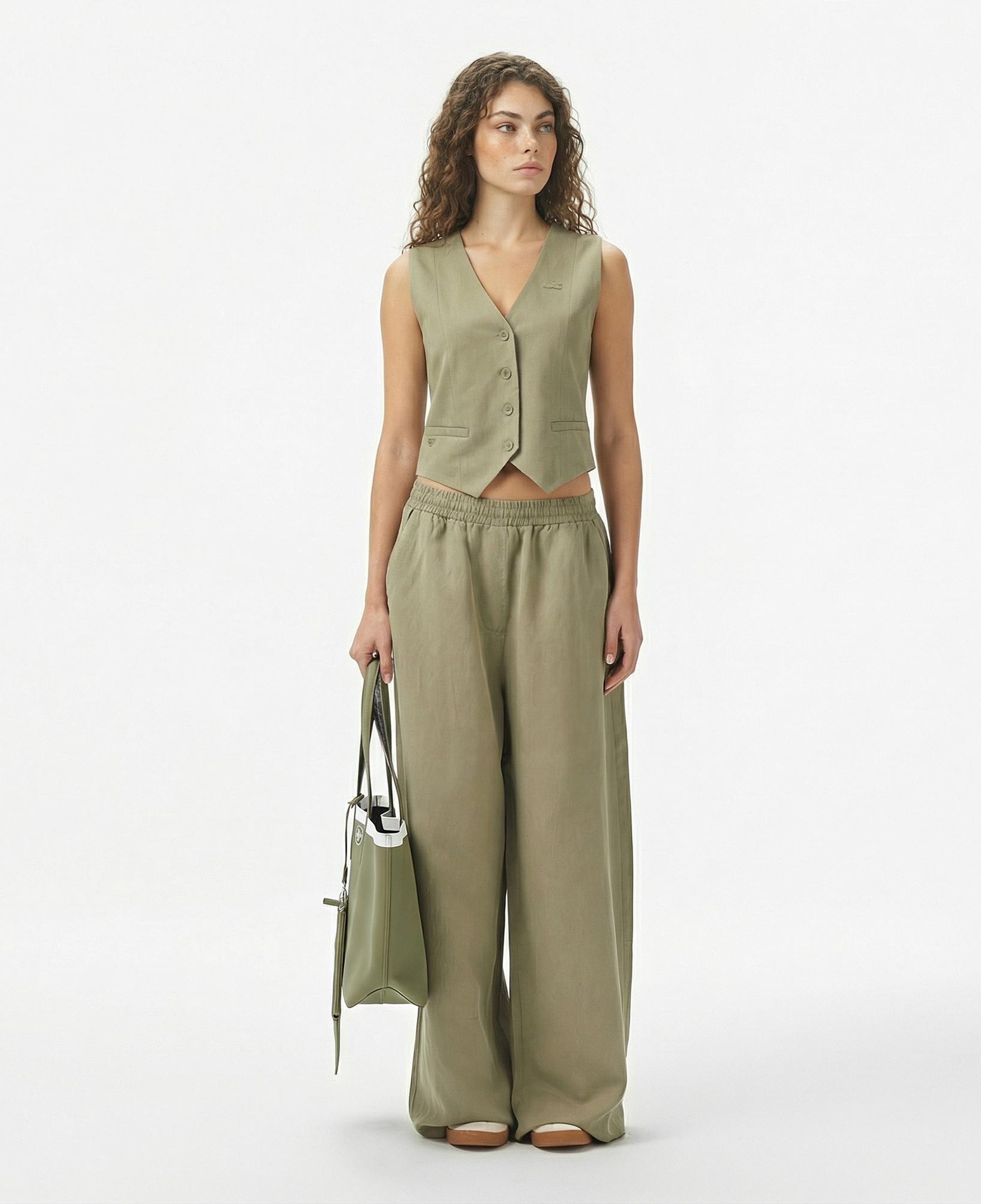 Lacoste Kadın Slim Fit Haki Yelek