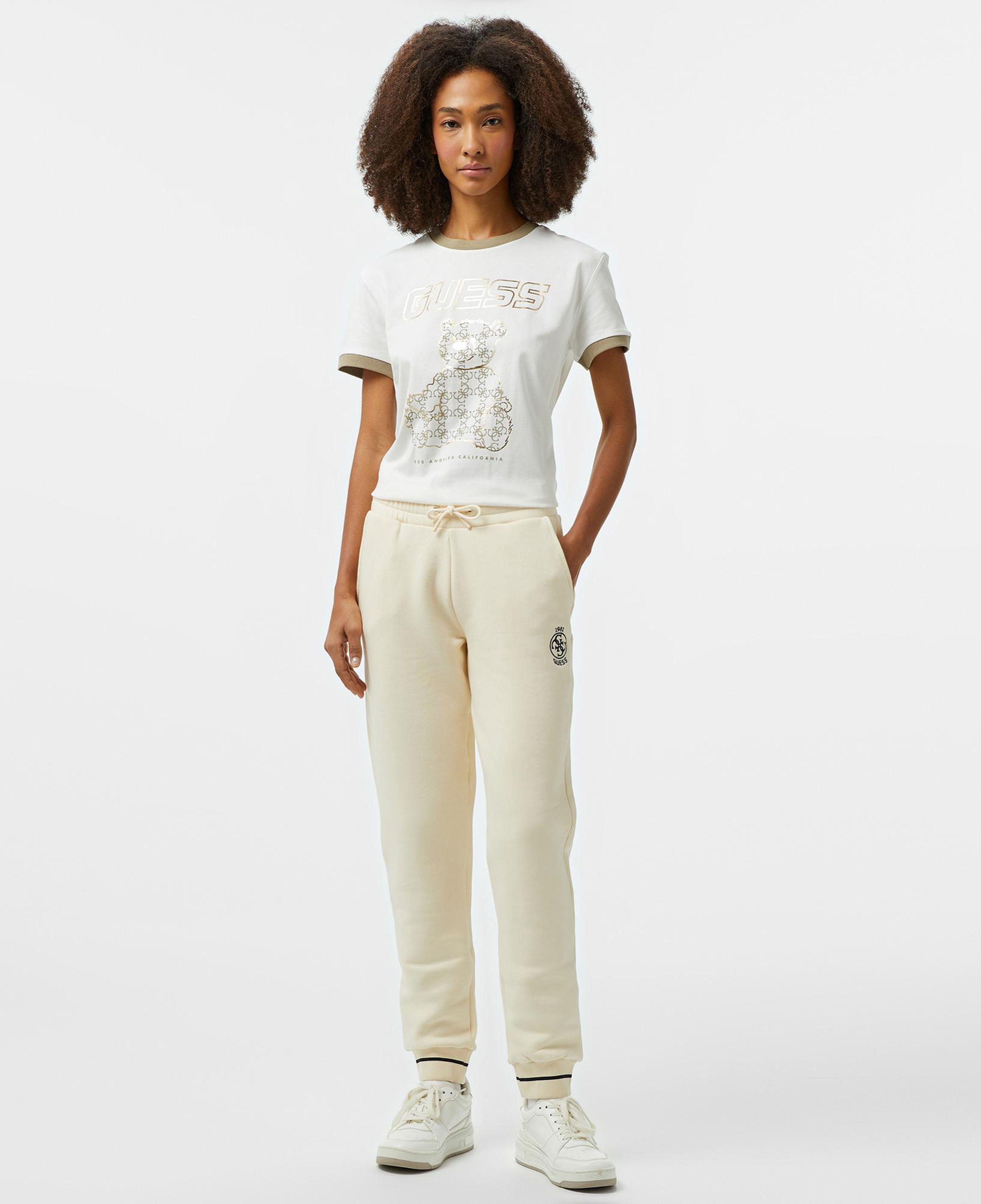 Guess Nia Jogger Fleece 425 Kadın Beyaz Eşofman Altı