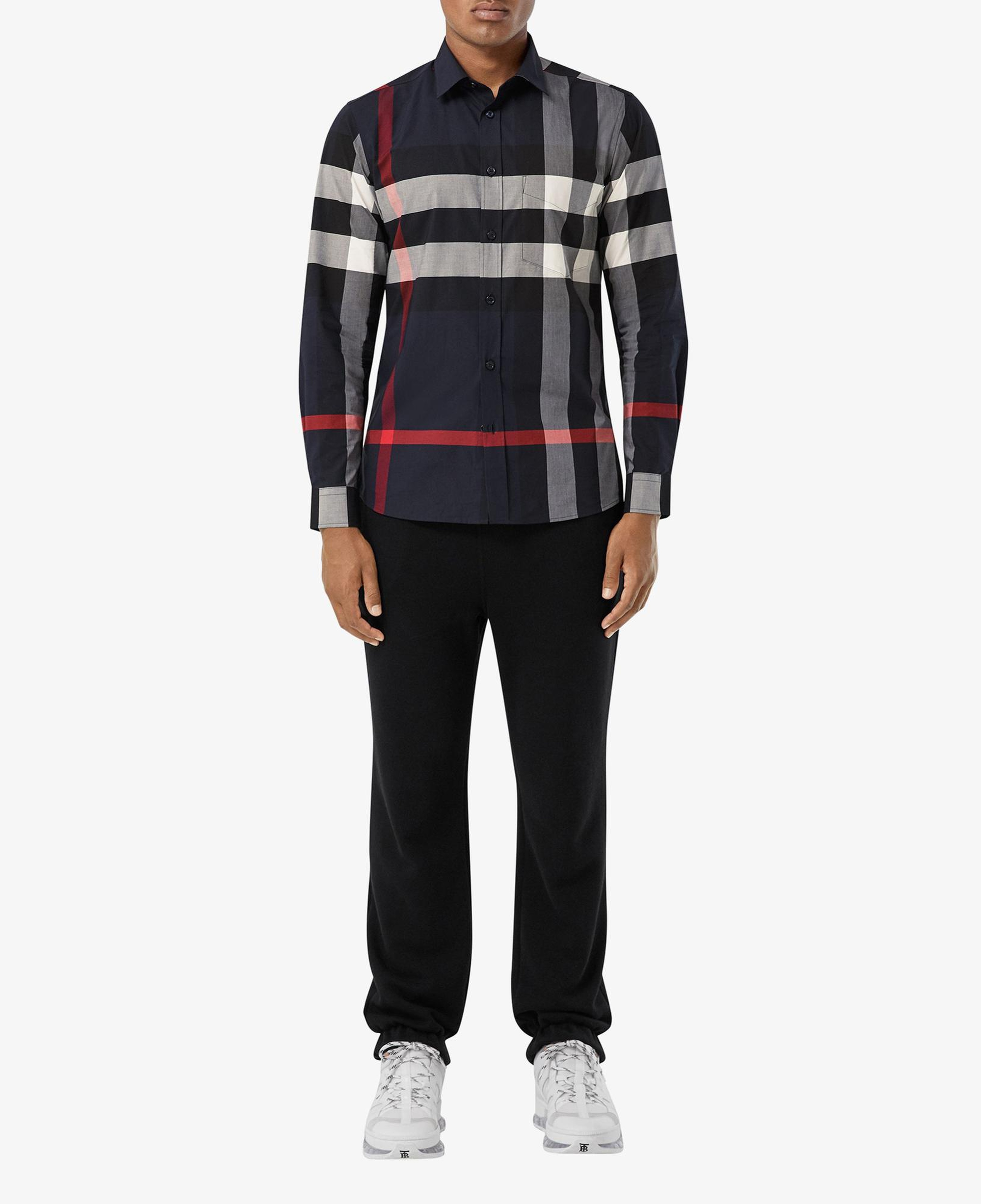 Burberry Somerton Stretch Cotton Poplin Erkek Lacivert Gömlek