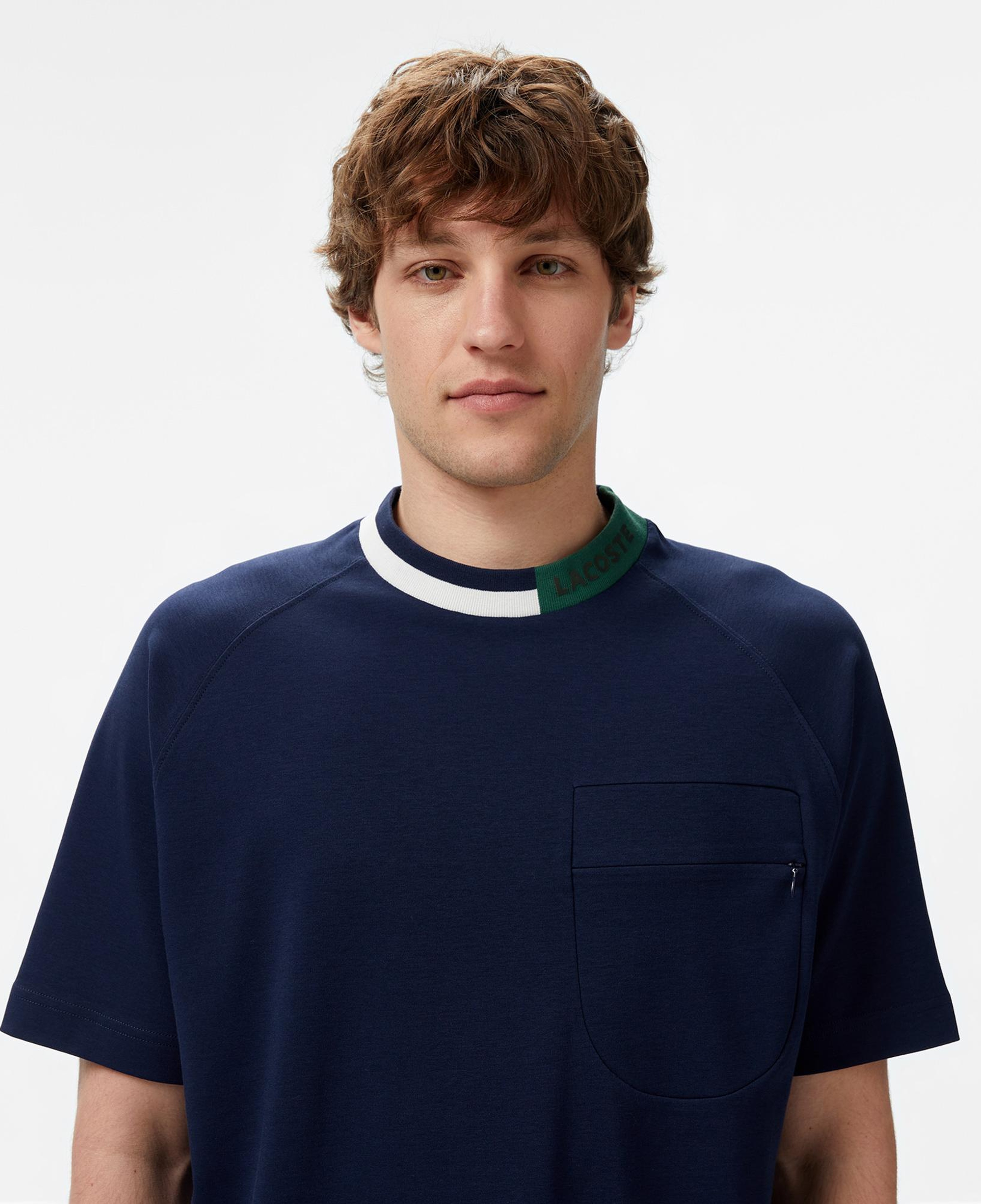 Lacoste Erkek Bisiklet Yaka Lacivert Cepli T-Shirt