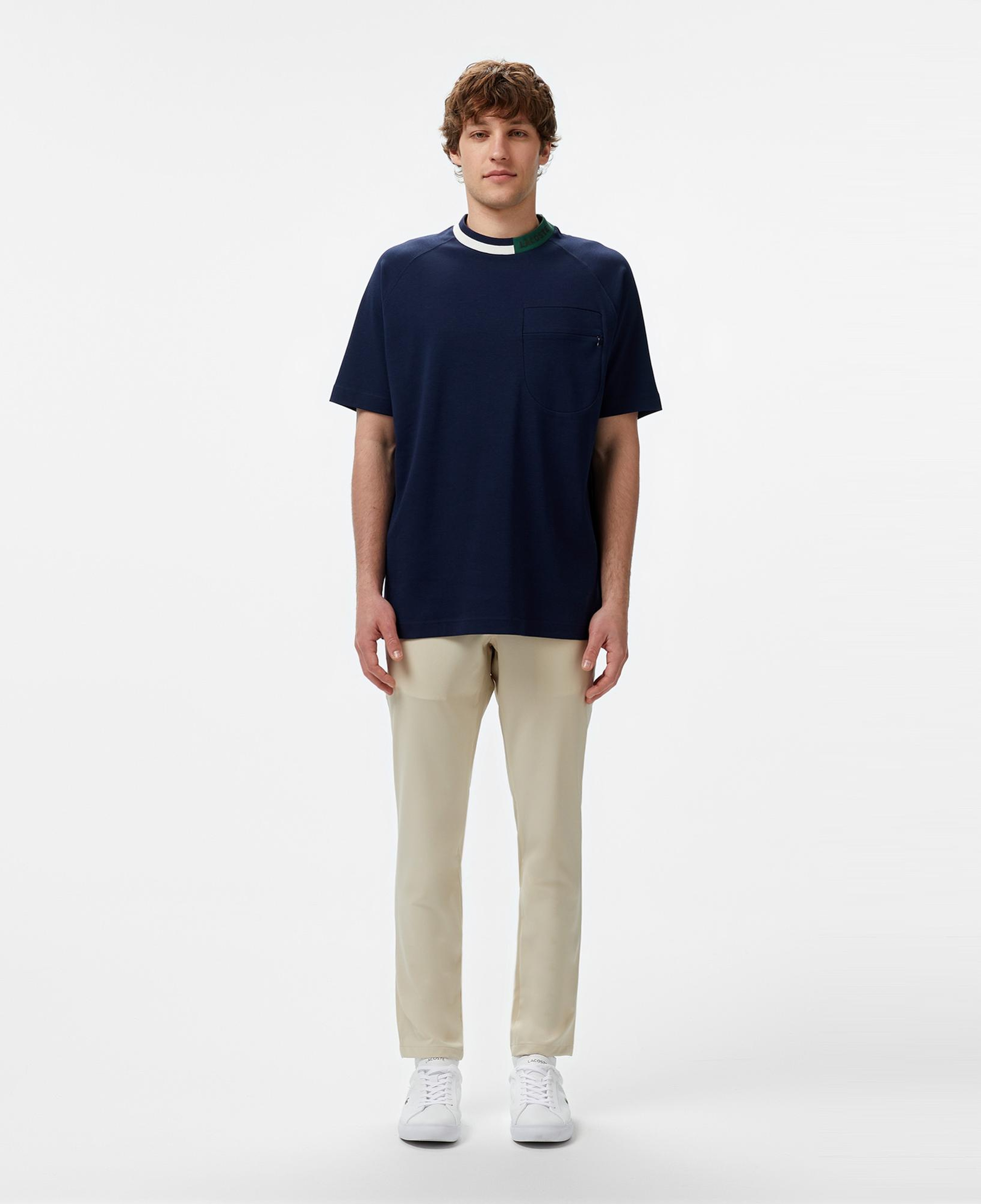 Lacoste Erkek Bisiklet Yaka Lacivert Cepli T-Shirt