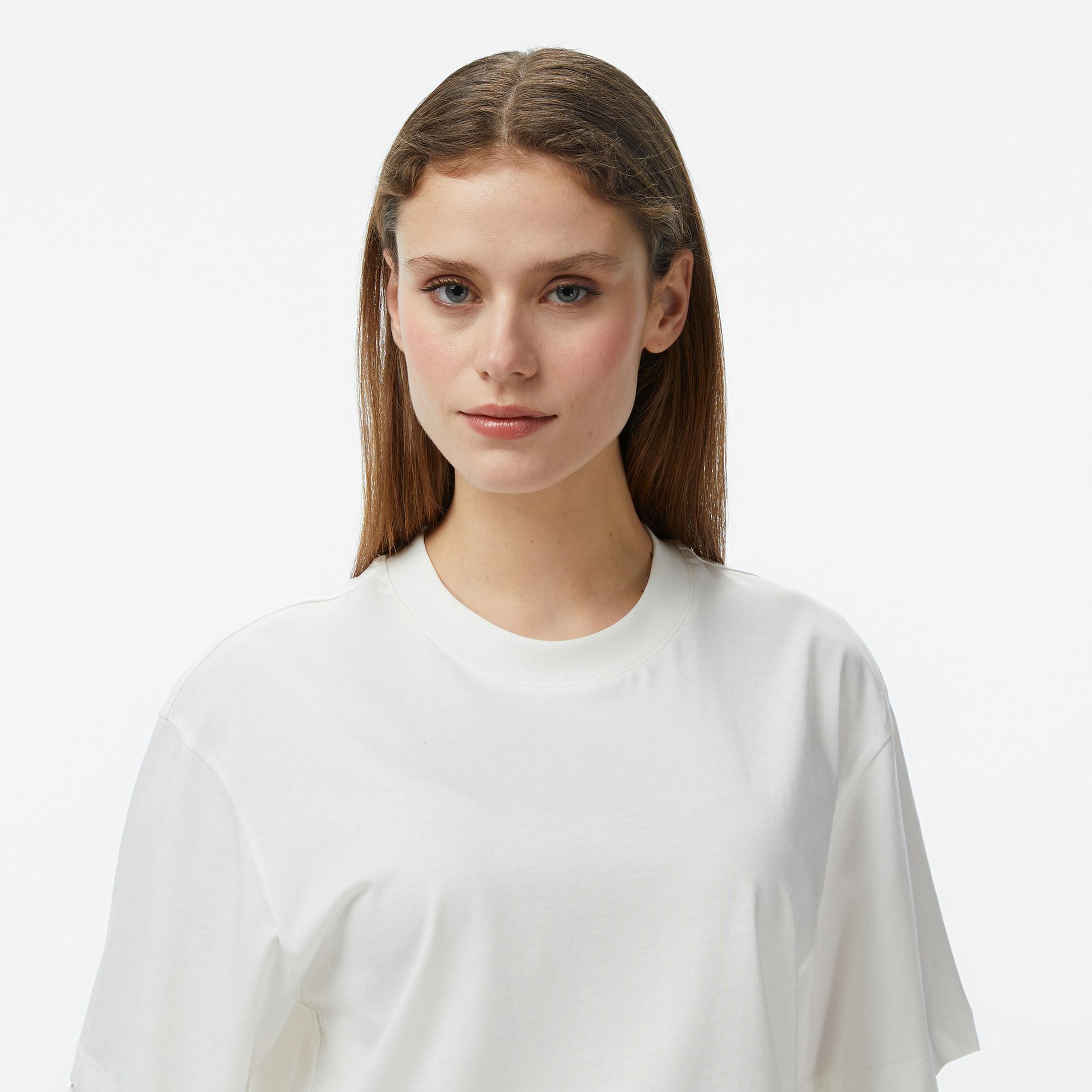FashFed Basic Unisex Krem Rengi T-Shirt