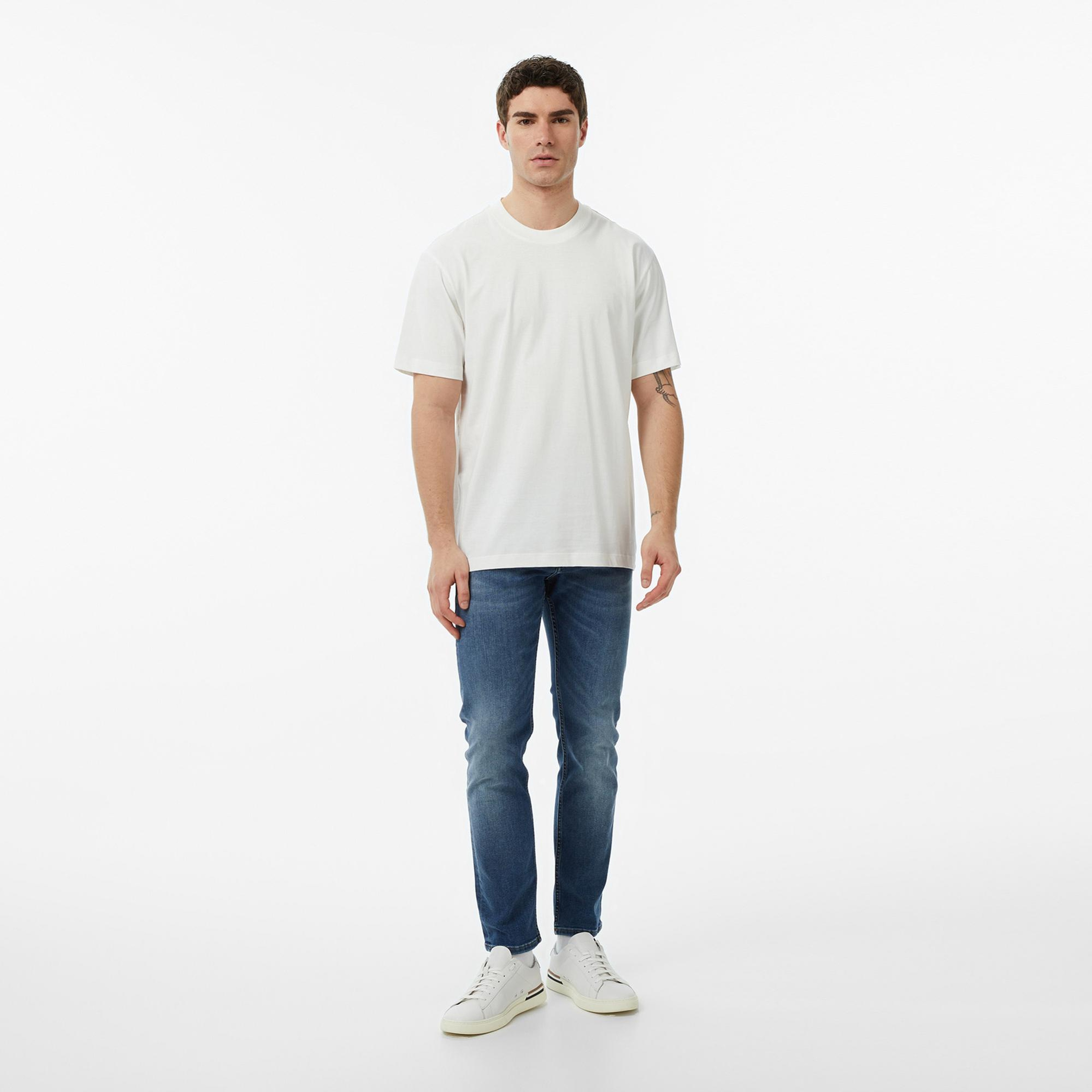 FashFed Basic Unisex Krem Rengi T-Shirt