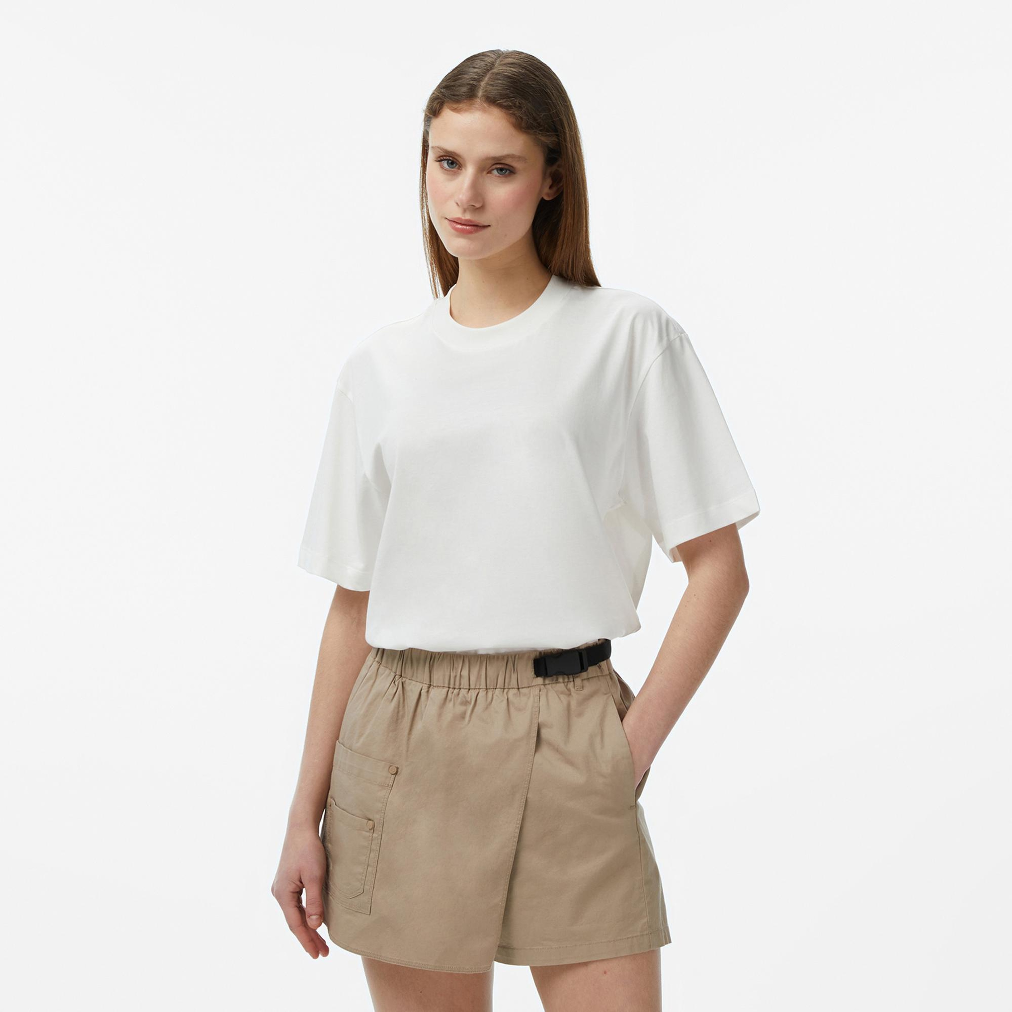 FashFed Basic Unisex Krem Rengi T-Shirt