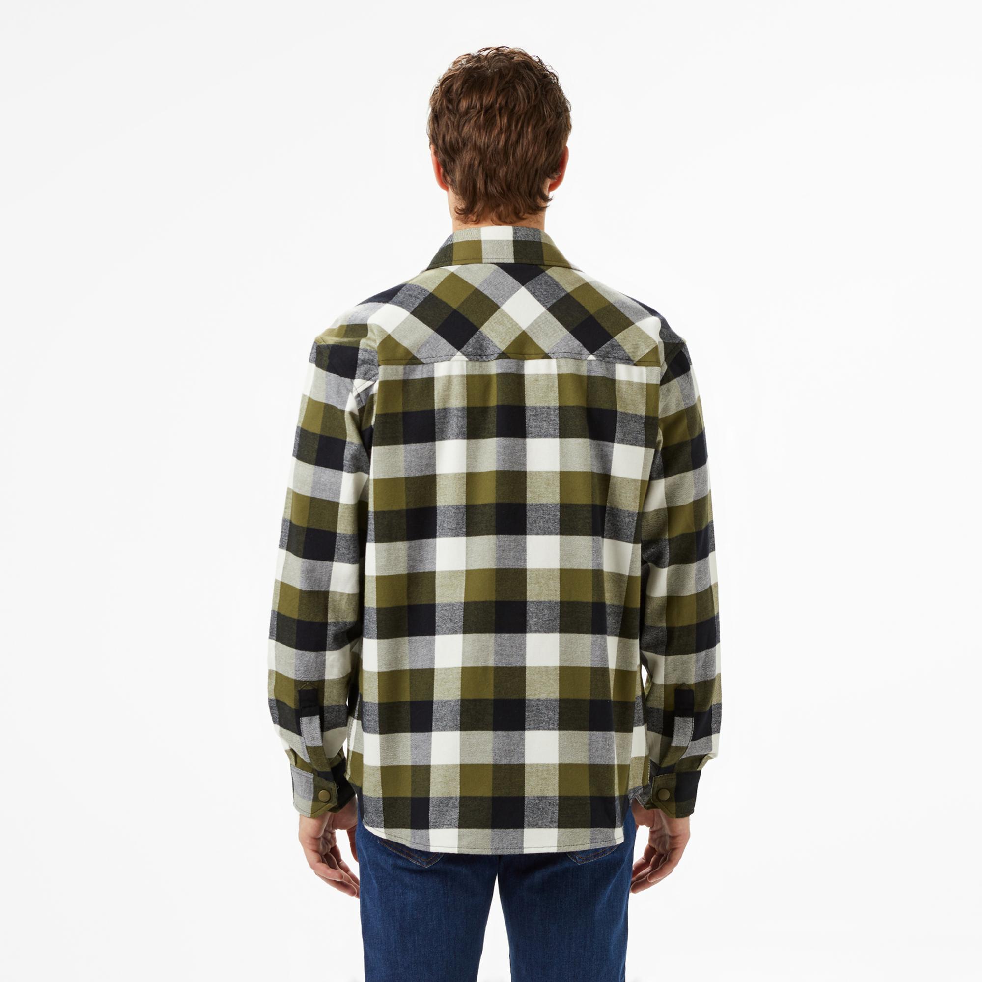 Lacoste Erkek Relaxed Fit Kareli Haki Gömlek