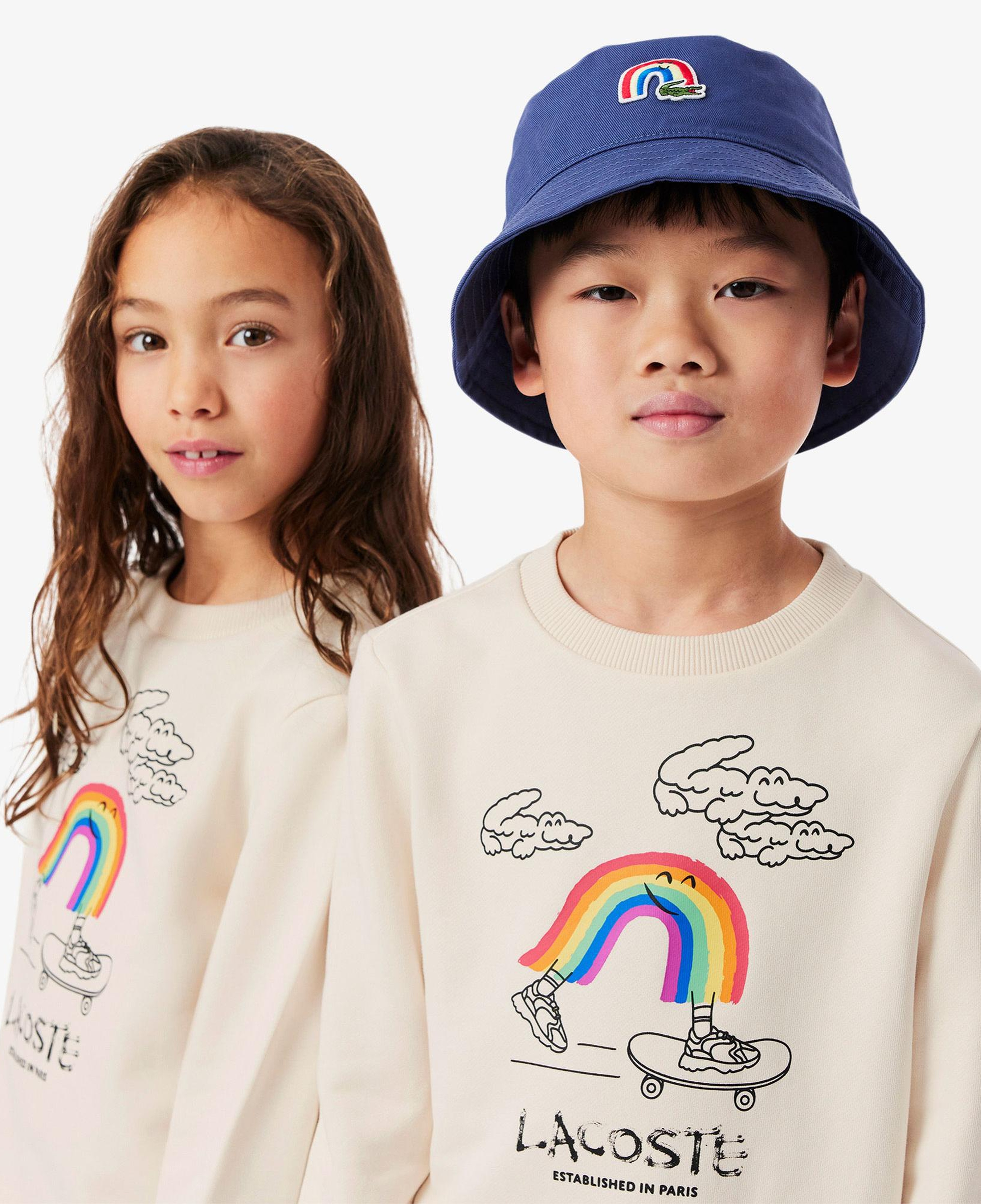 Lacoste Çocuk Bisiklet Yaka Desenli Krem Sweatshirt