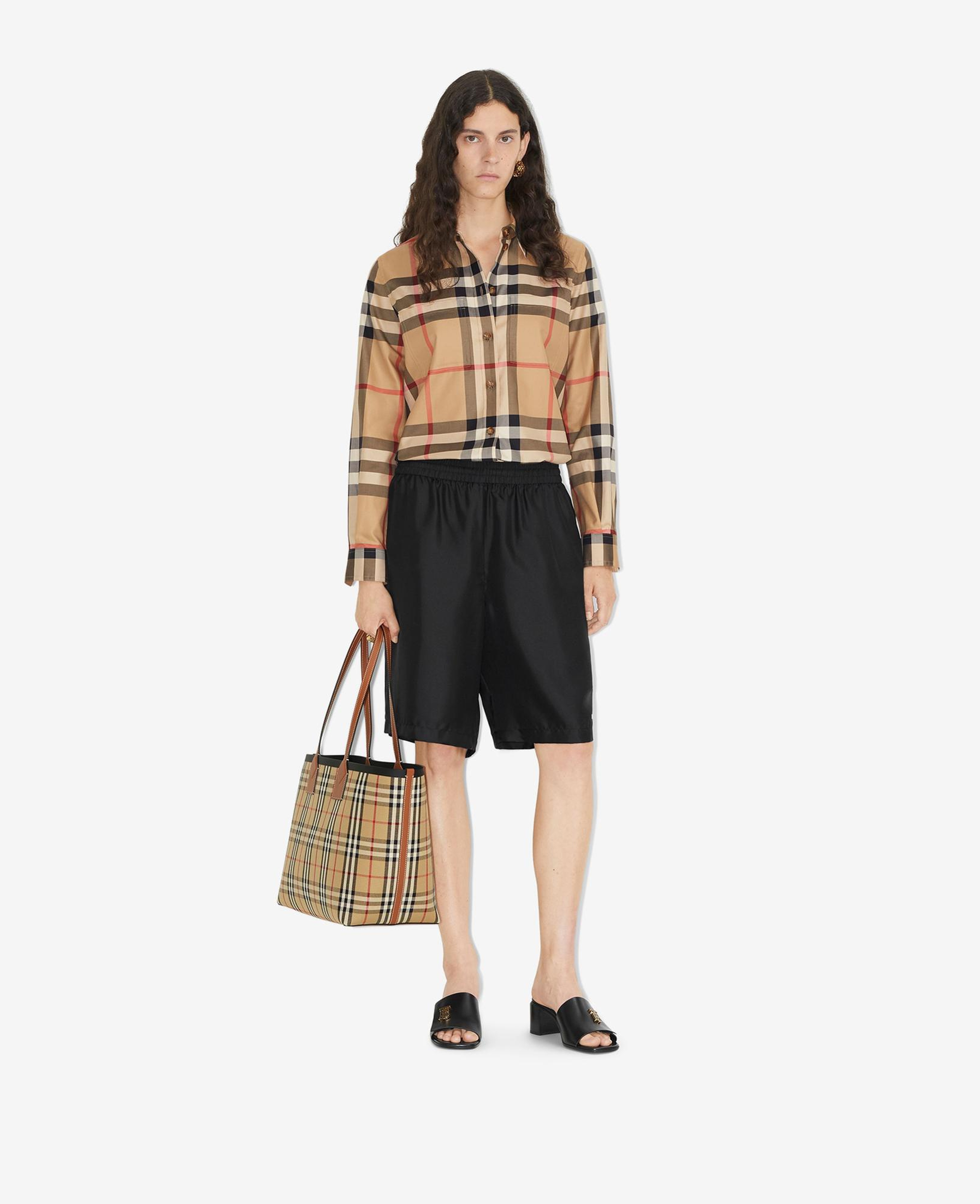 Burberry Check Pamuklu Kadın Bej Gömlek