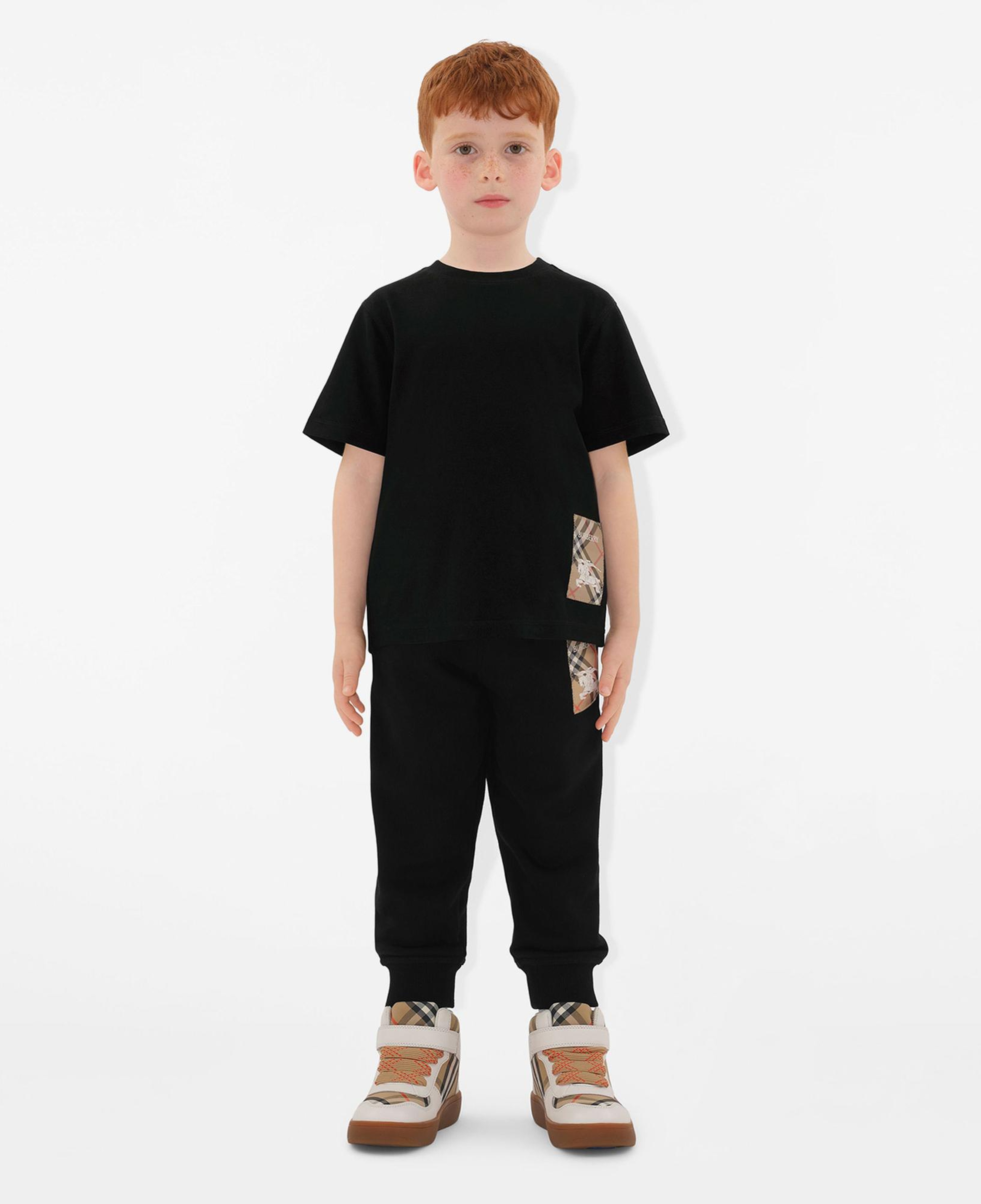 Burberry Cedar Label Cotton Çocuk Siyah T-Shirt