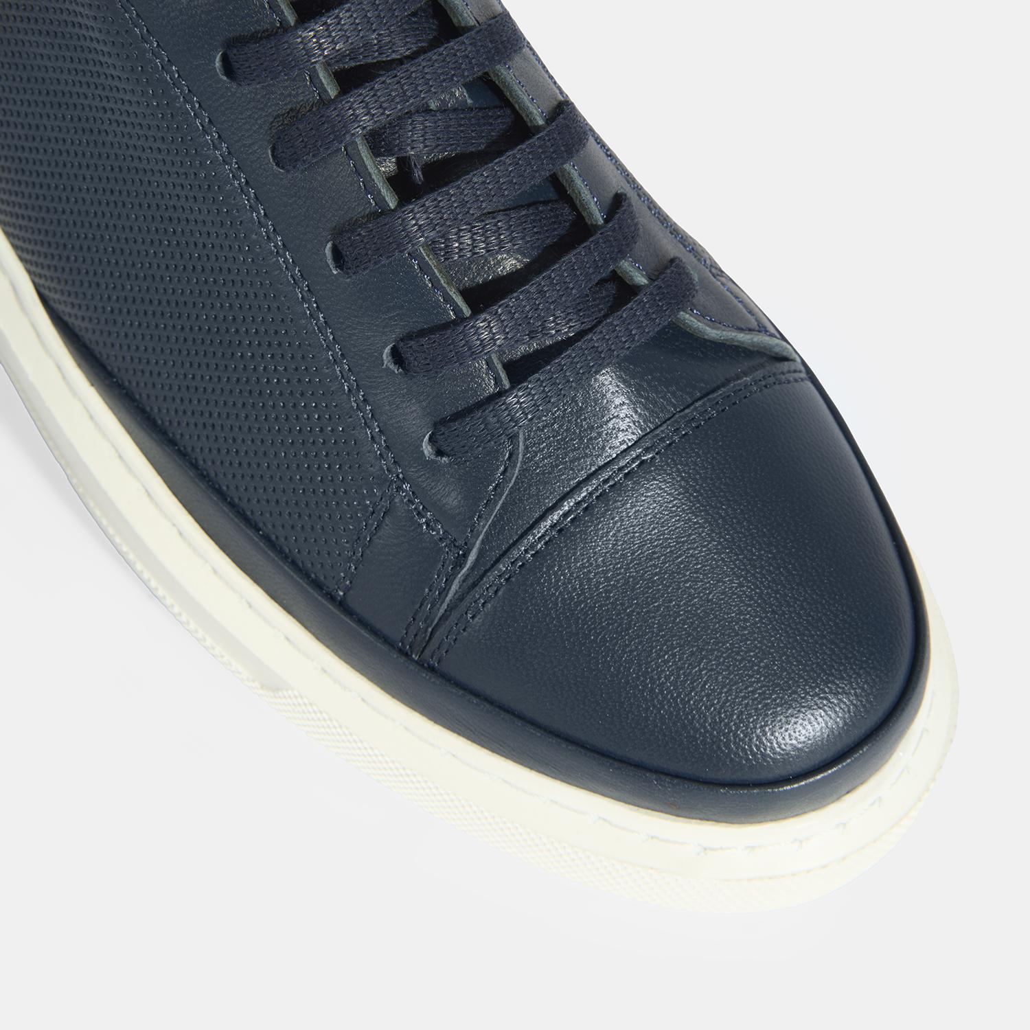 Kadın Lacivert Deri Bağcıklı Spor Ayakkabı