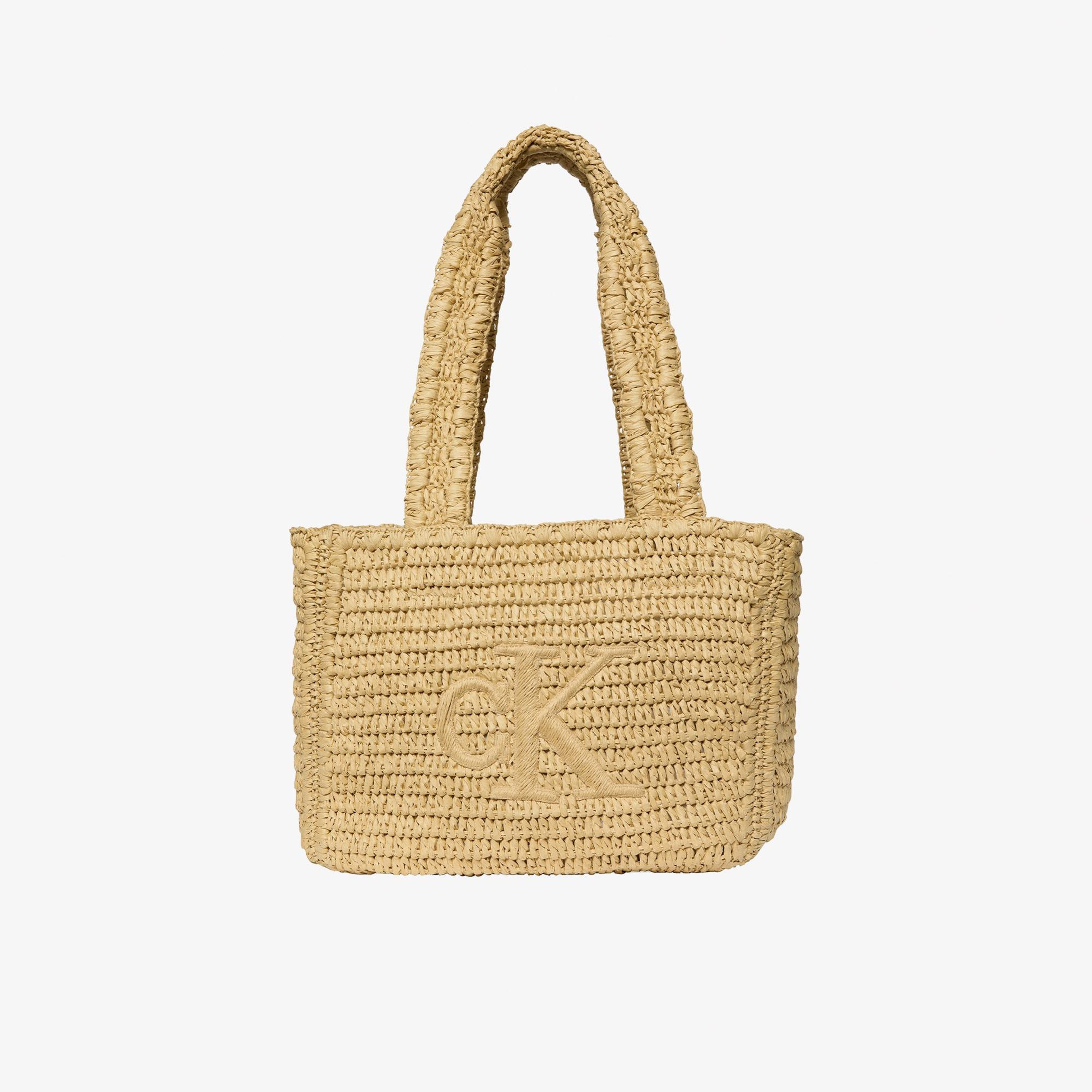 Calvin Klein Bold Raffia Medium Kadın Beyaz Tote Çanta