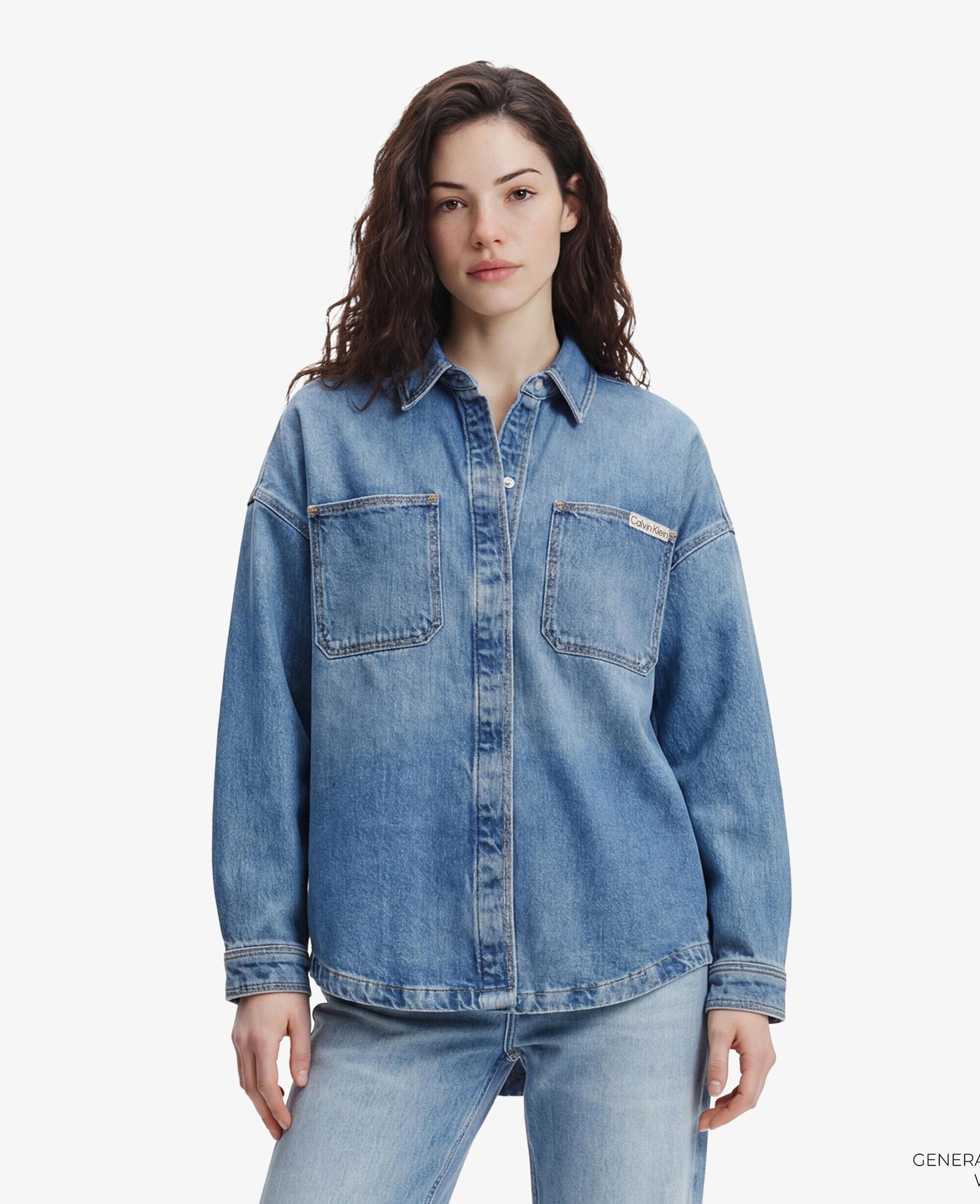 Calvin Klein Denim Boyfriend Overnight Kadın Mavi Gömlek