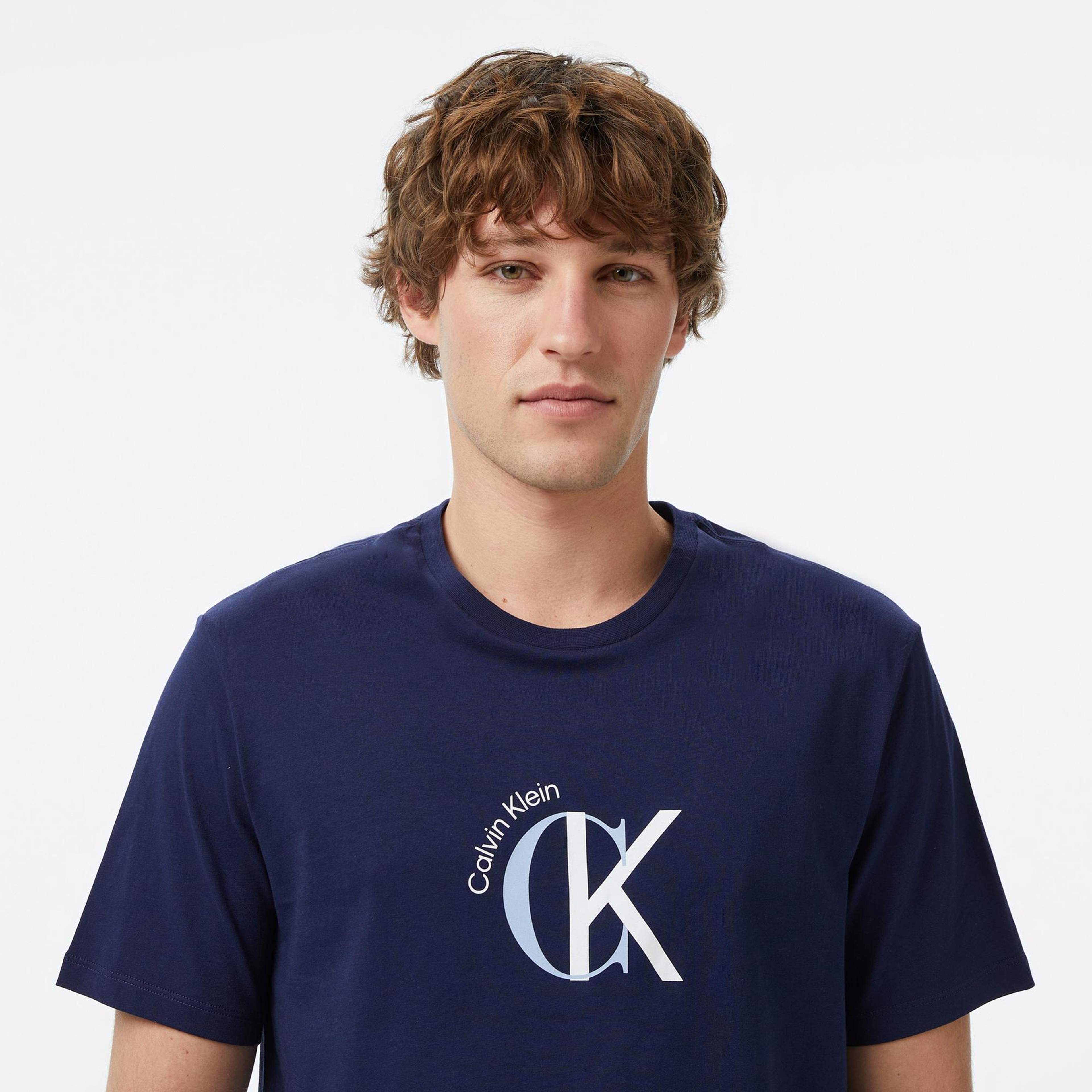 Calvin Klein 30S Graphic Erkek Mavi T-Shirt