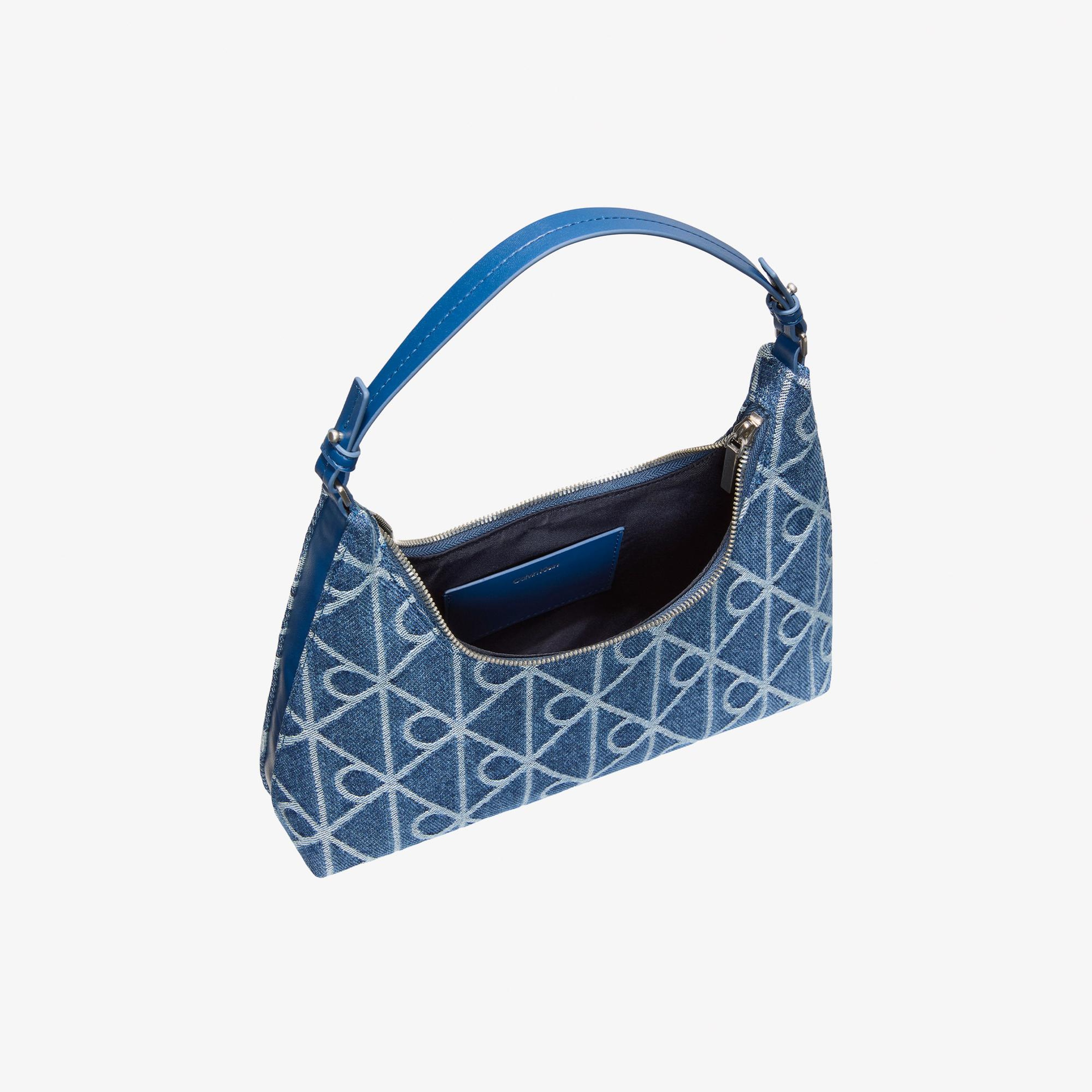 Calvin Klein Emblem Denim Kadın Mavi Omuz Çantası
