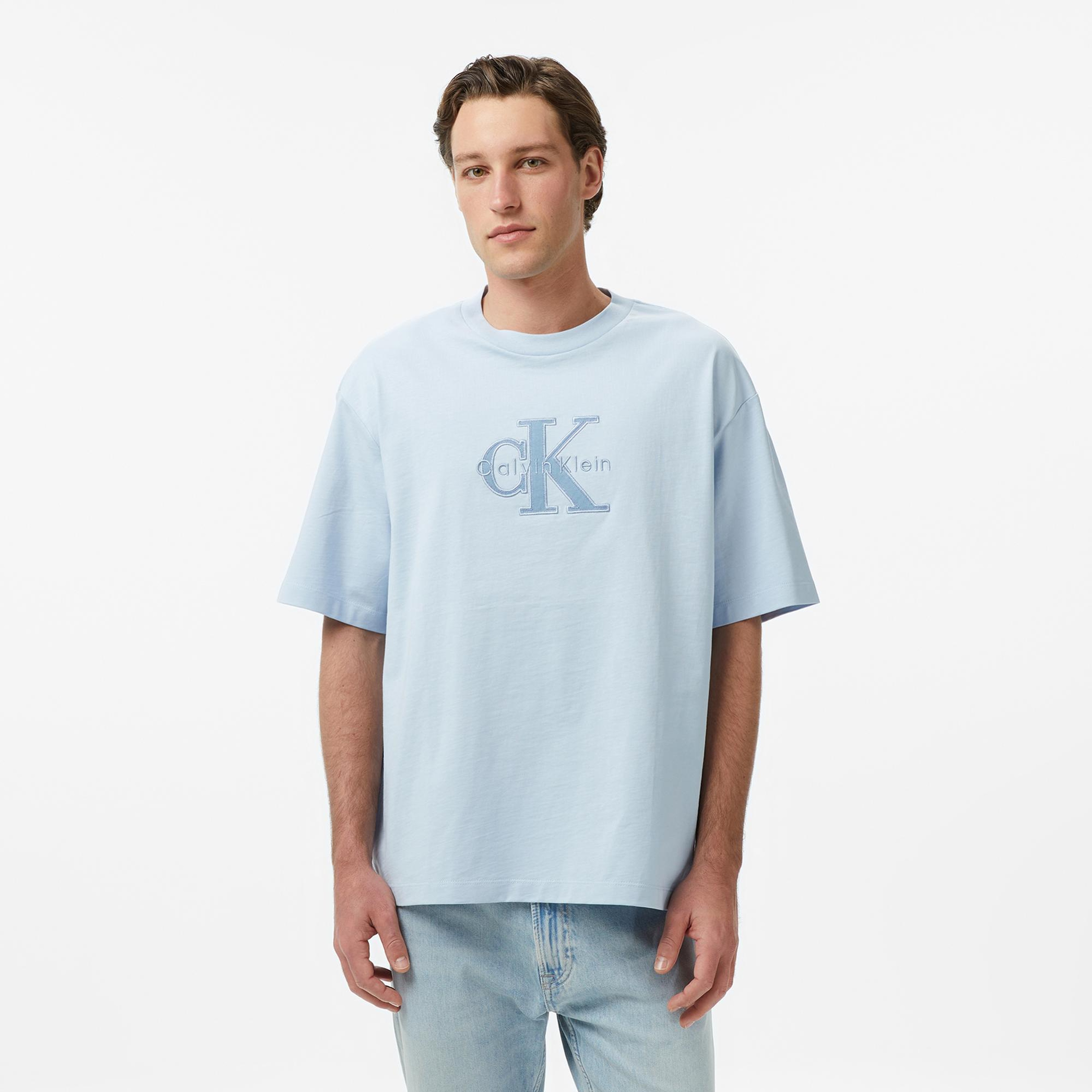 Calvin Klein 16S Elevated Monologo Erkek Mavi T-Shirt