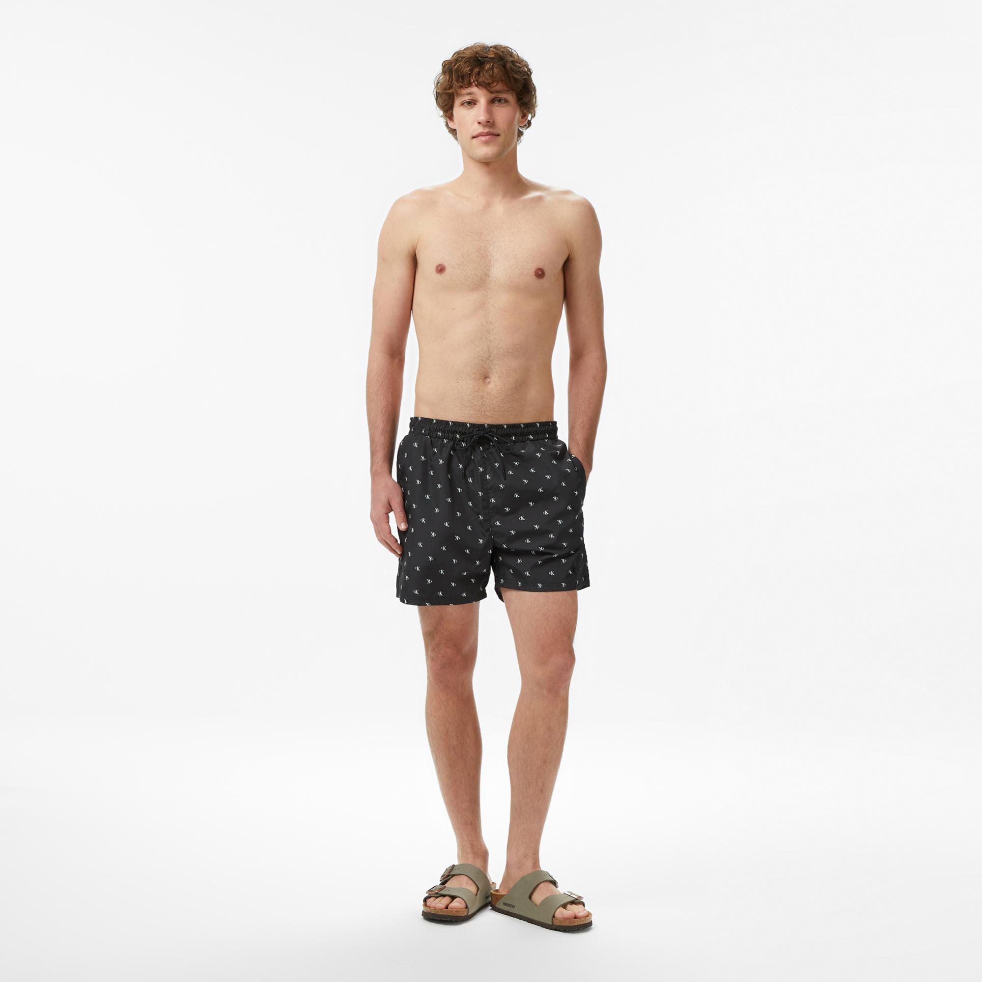 Calvin Klein Medium Drawstring Covered Erkek Siyah Deniz Şortu