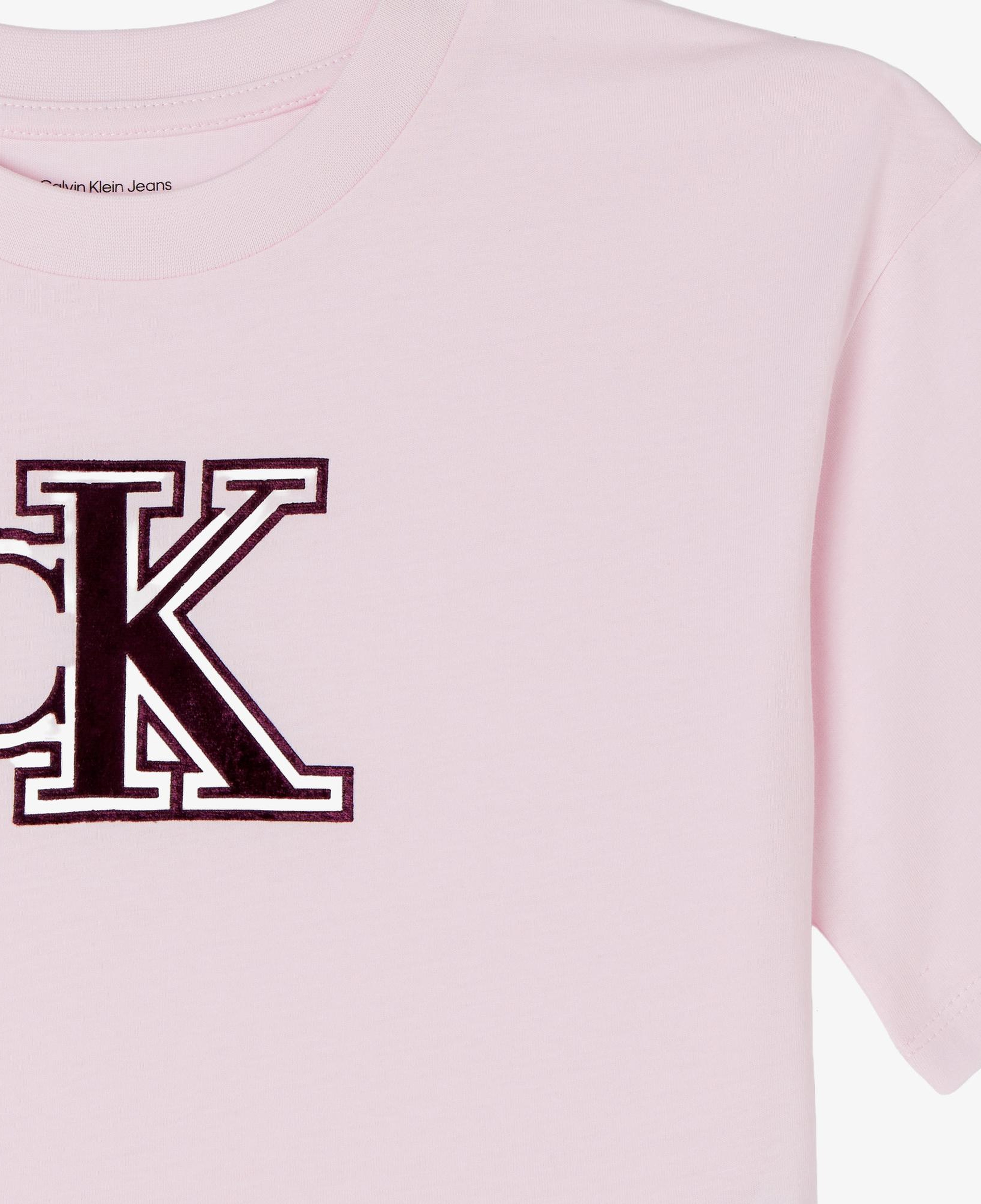 Calvin Klein Velvet Monogram Boxy Çocuk Pembe T-Shirt