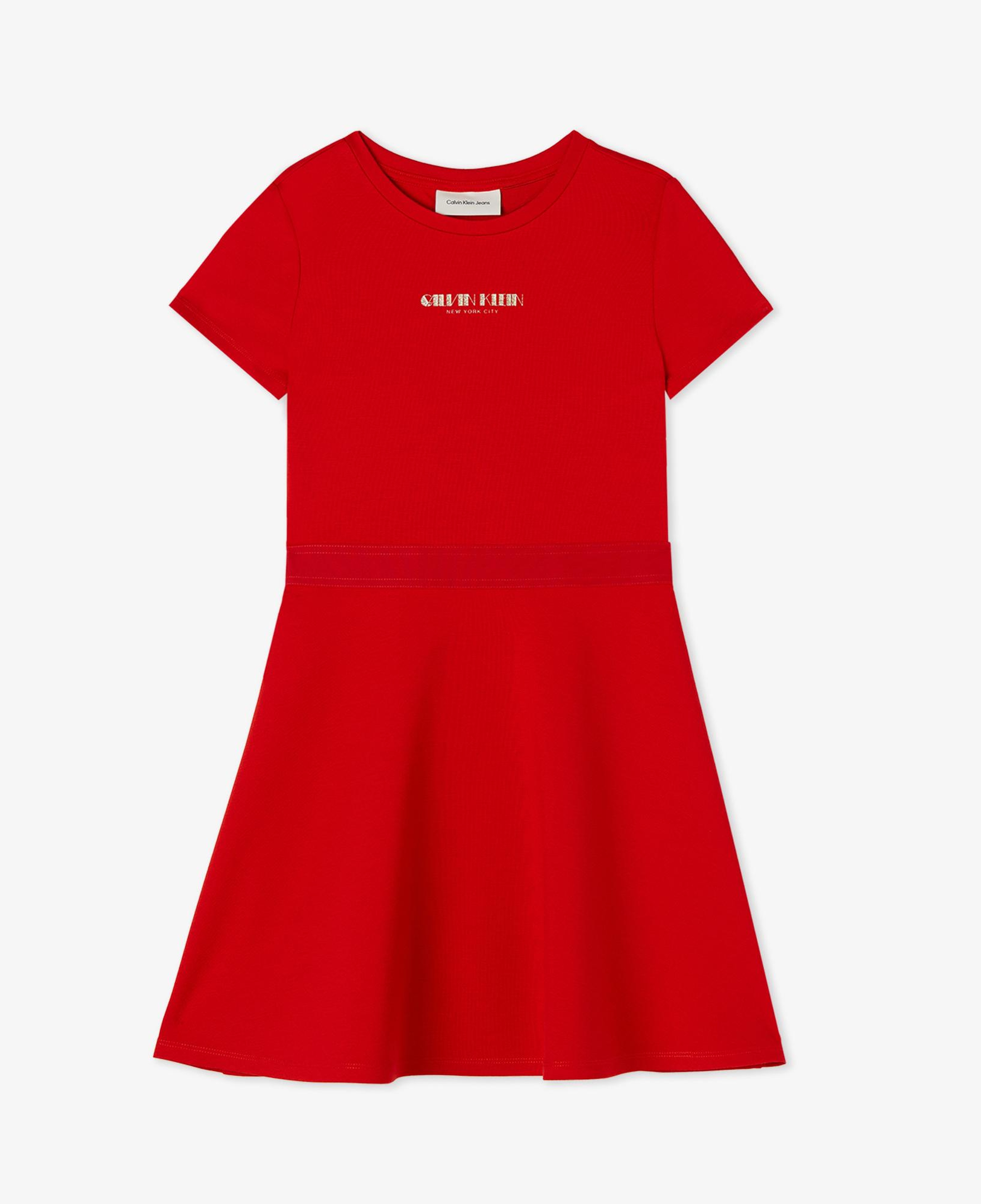 Calvin Klein Fit And Flare Punto Çocuk Kırmızı Elbise