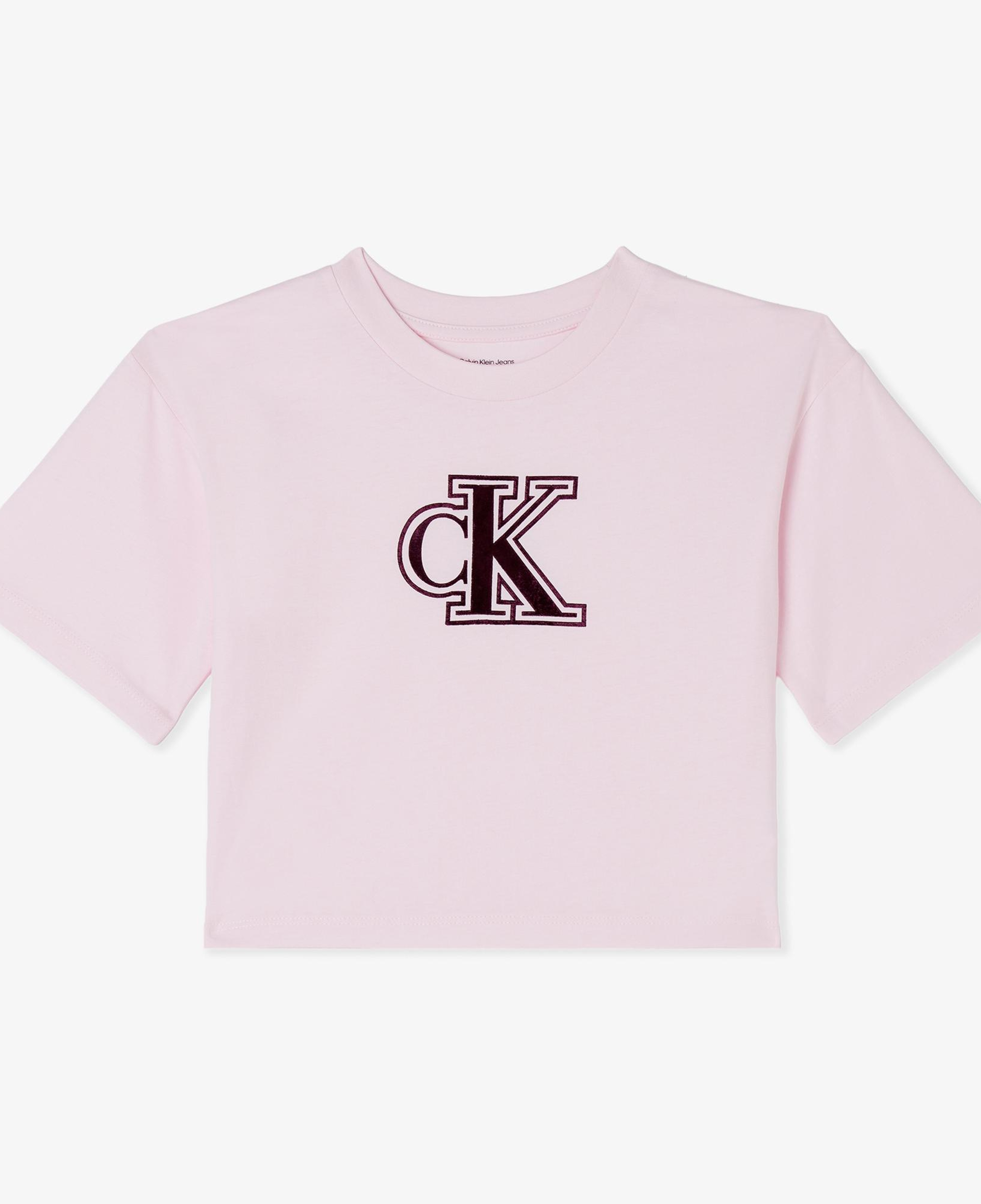 Calvin Klein Velvet Monogram Boxy Çocuk Pembe T-Shirt