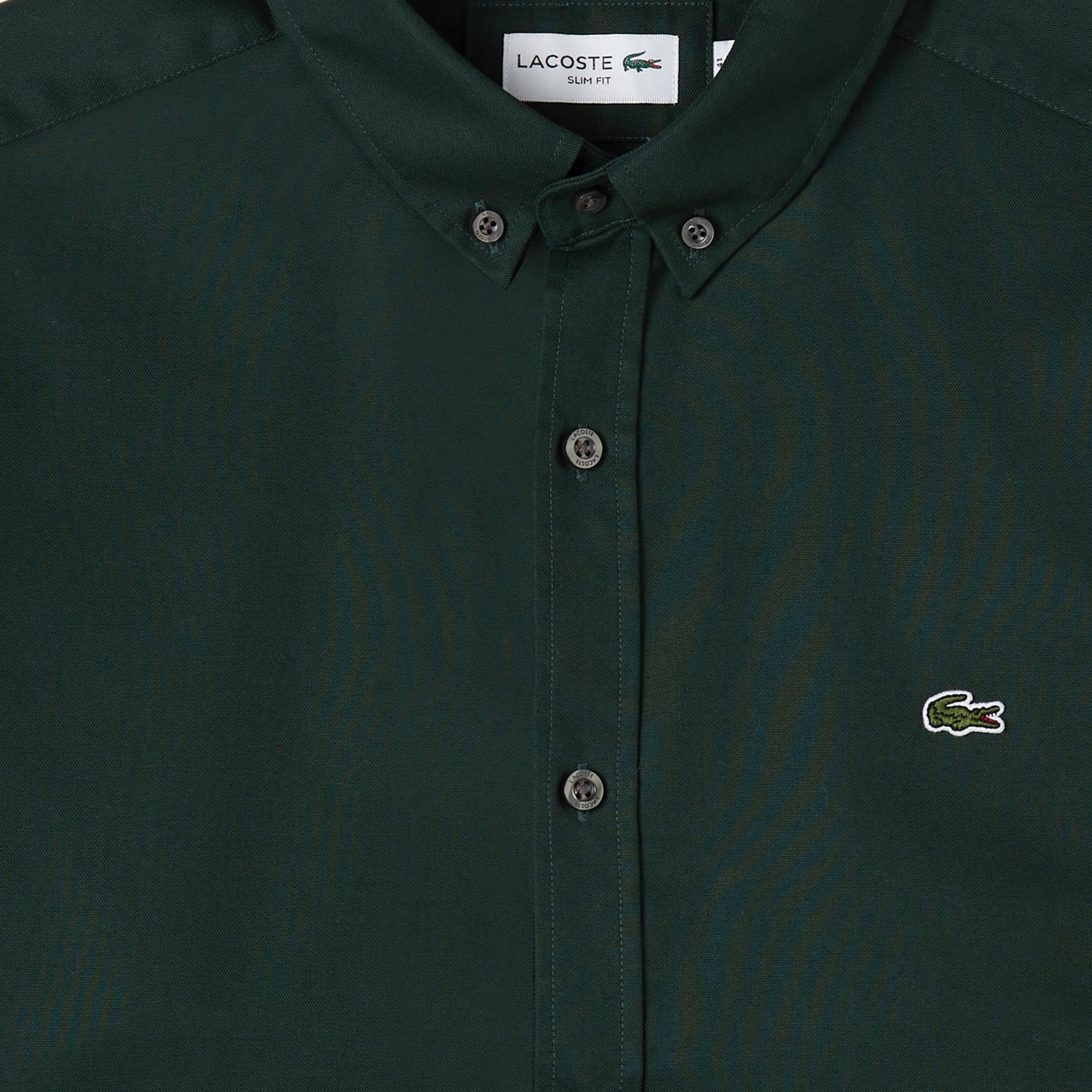 Lacoste Erkek Slim Fit Düğmeli Yaka Yeşil Gömlek