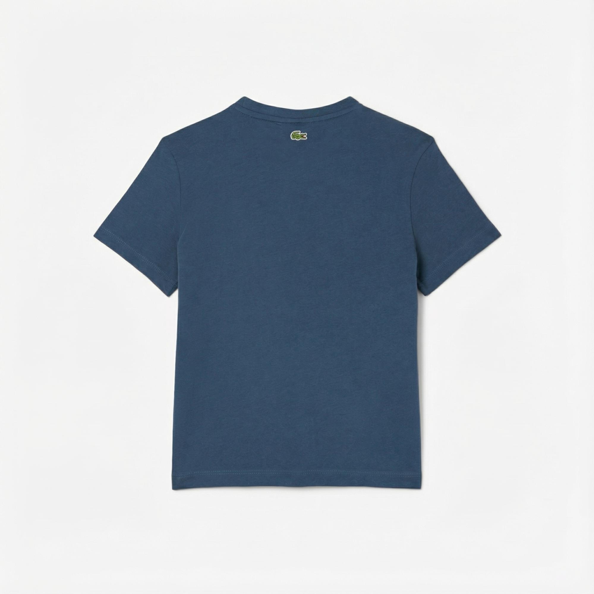 Lacoste Çocuk Bisiklet Yaka Baskılı Lacivert T-Shirt